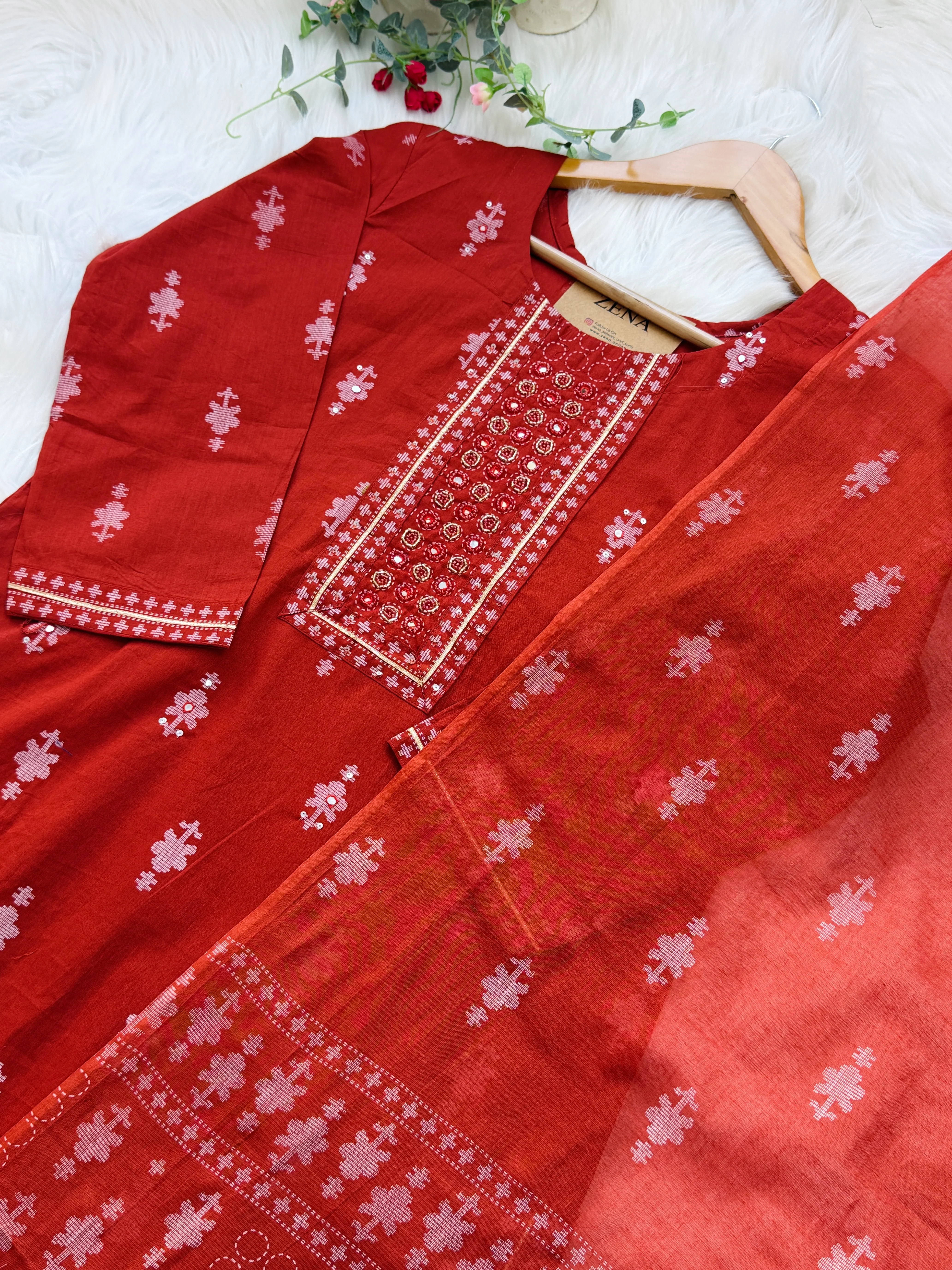 ✨ Pure Cotton Mirror Work Kurti Set ✨ - Image 5