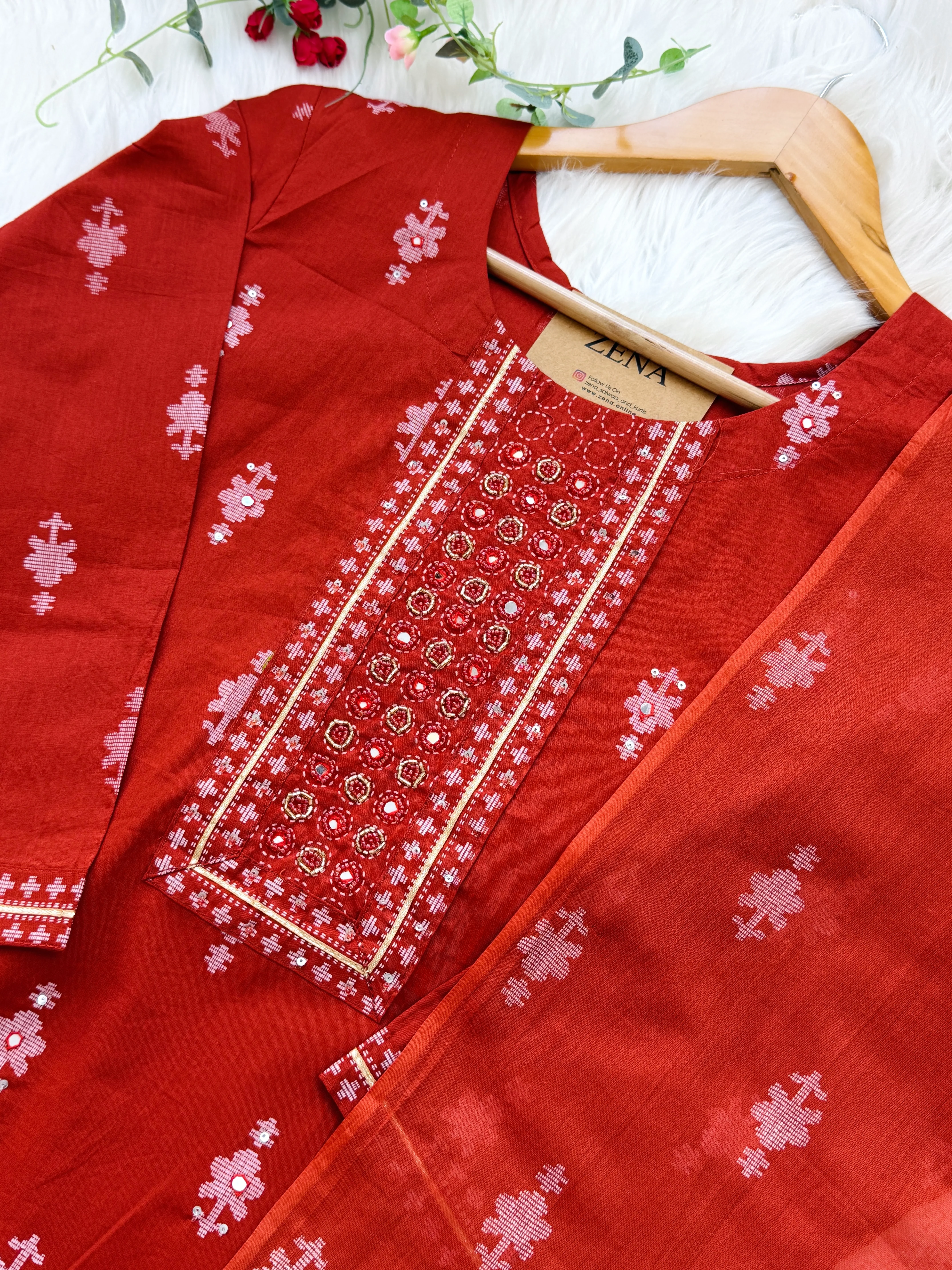 ✨ Pure Cotton Mirror Work Kurti Set ✨ - Image 6