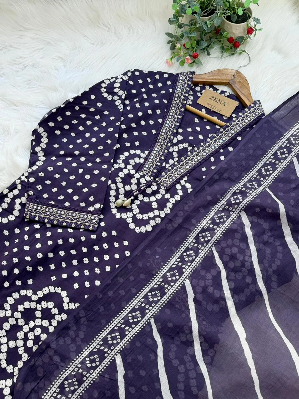 ✨ Pure Cotton Mirror Work Kurti Set with Handwork Details ✨ - Image 2