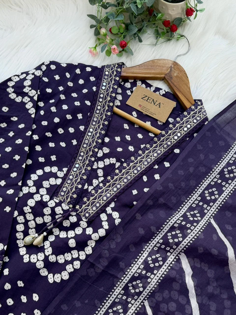 ✨ Pure Cotton Mirror Work Kurti Set with Handwork Details ✨ - Image 3