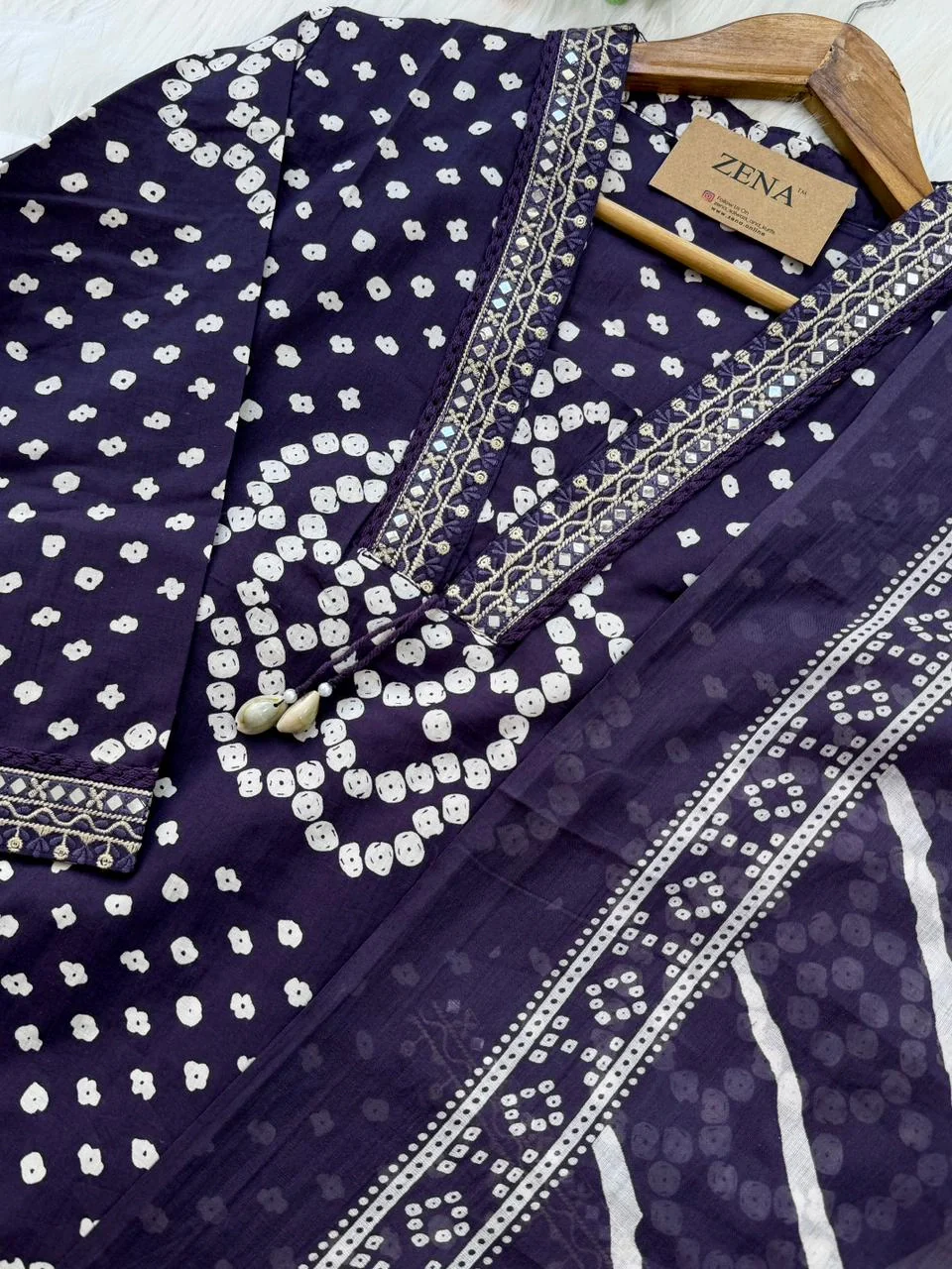 ✨ Pure Cotton Mirror Work Kurti Set with Handwork Details ✨ - Image 5