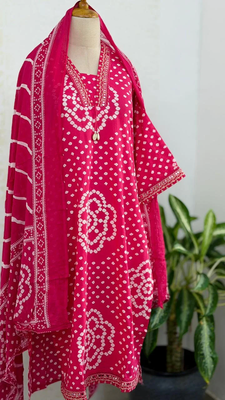 ✨ Pure Cotton Mirror Work Kurti Set with Handwork Details ✨ - Image 2