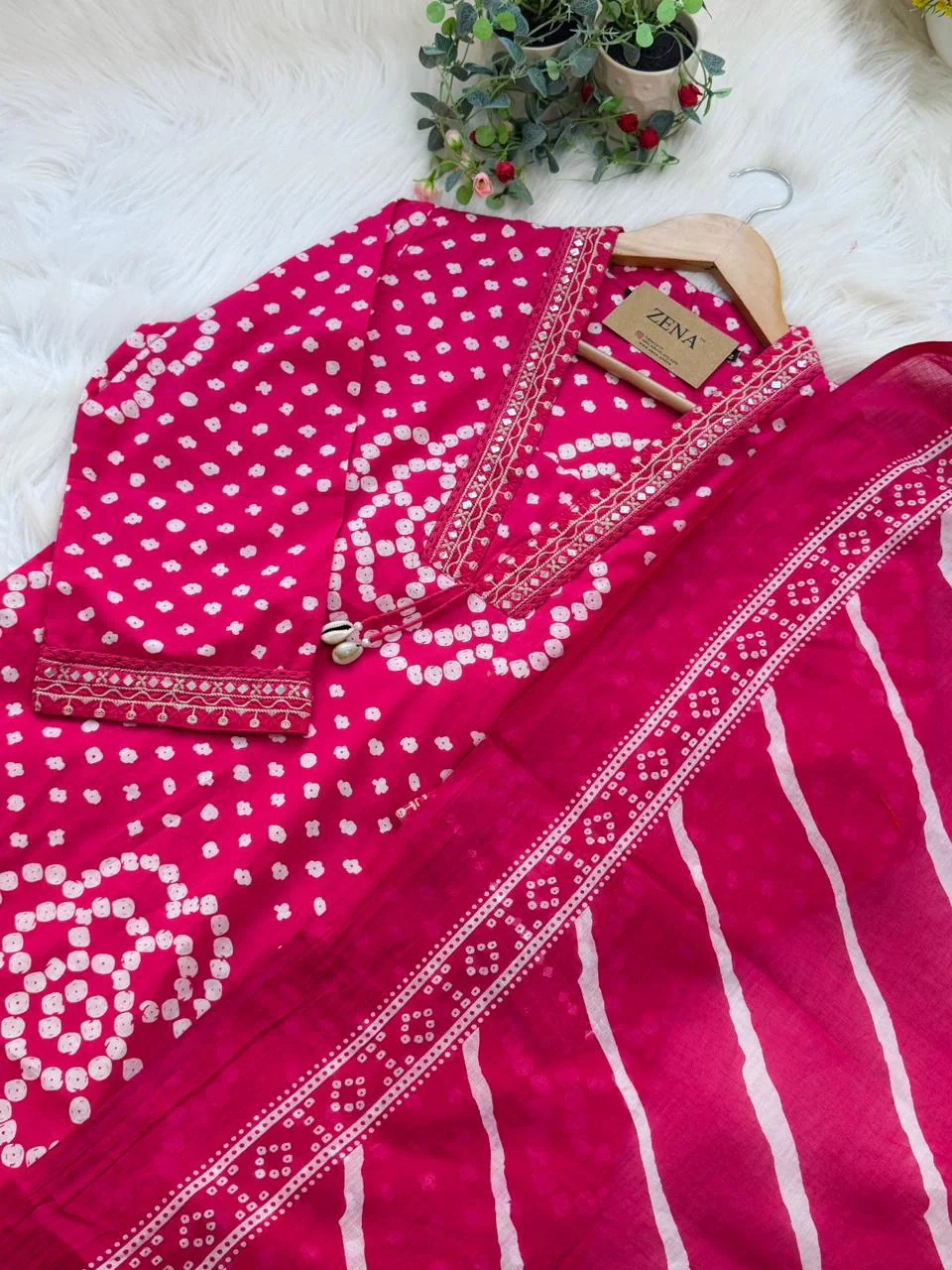 ✨ Pure Cotton Mirror Work Kurti Set with Handwork Details ✨ - Image 3