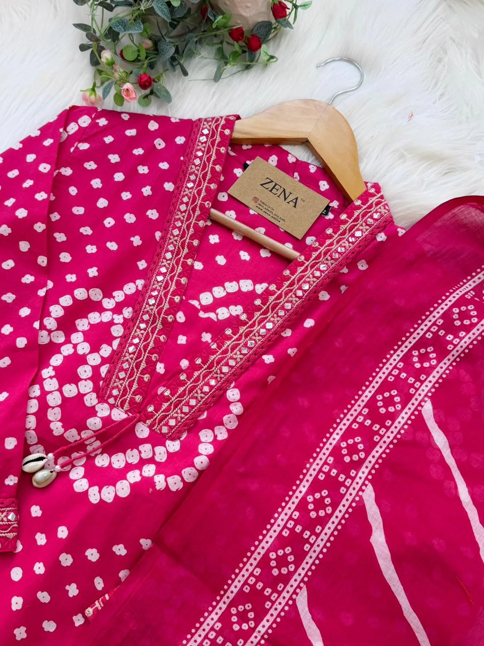 ✨ Pure Cotton Mirror Work Kurti Set with Handwork Details ✨ - Image 4