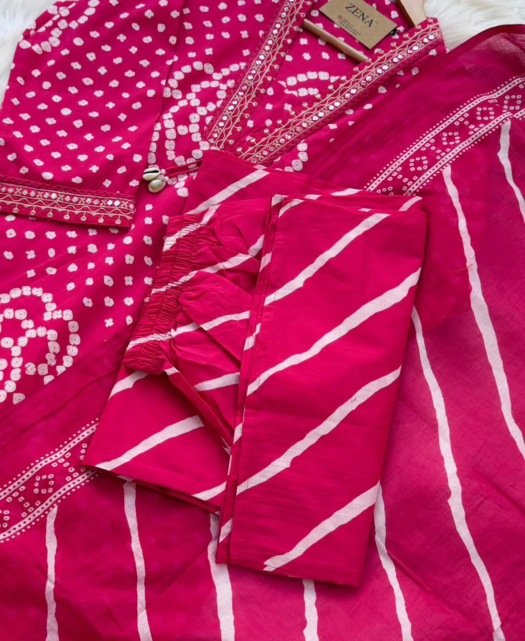✨ Pure Cotton Mirror Work Kurti Set with Handwork Details ✨ - Image 6
