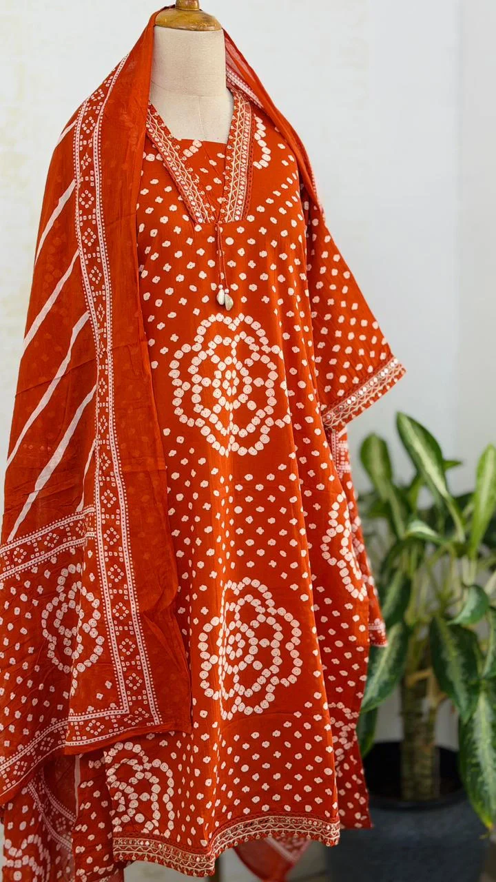 ✨ Pure Cotton Mirror Work Kurti Set with Handwork Details ✨ - Image 2