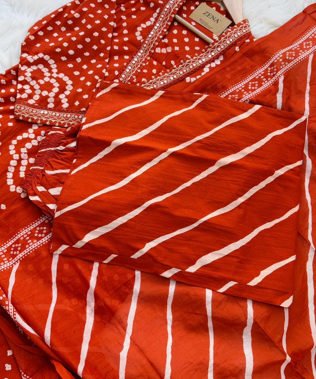 ✨ Pure Cotton Mirror Work Kurti Set with Handwork Details ✨ - Image 3