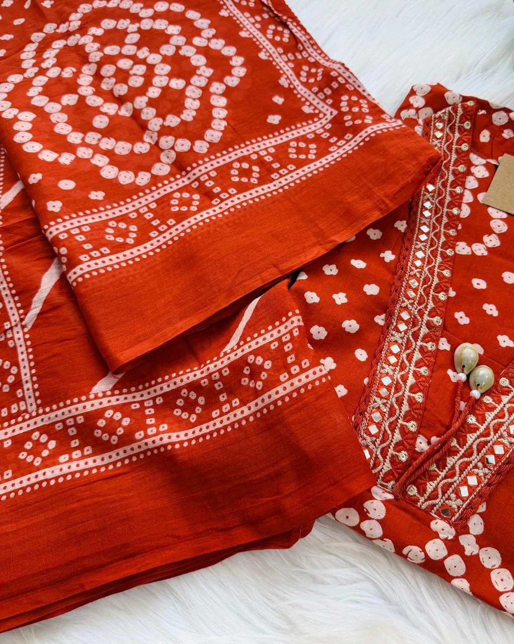 ✨ Pure Cotton Mirror Work Kurti Set with Handwork Details ✨ - Image 4