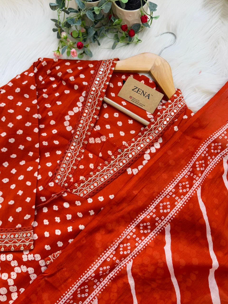 ✨ Pure Cotton Mirror Work Kurti Set with Handwork Details ✨ - Image 6