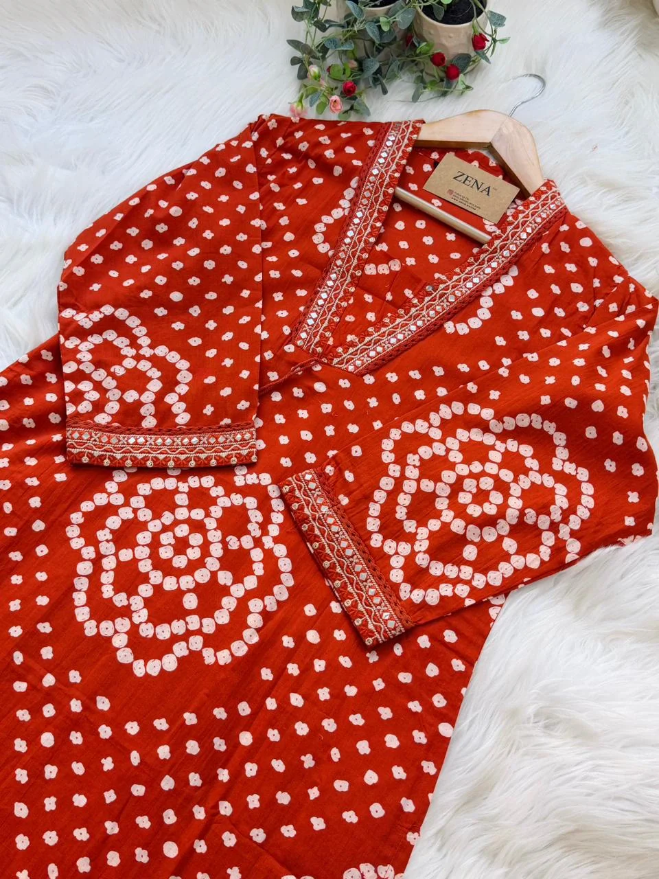 ✨ Pure Cotton Mirror Work Kurti Set with Handwork Details ✨ - Image 7