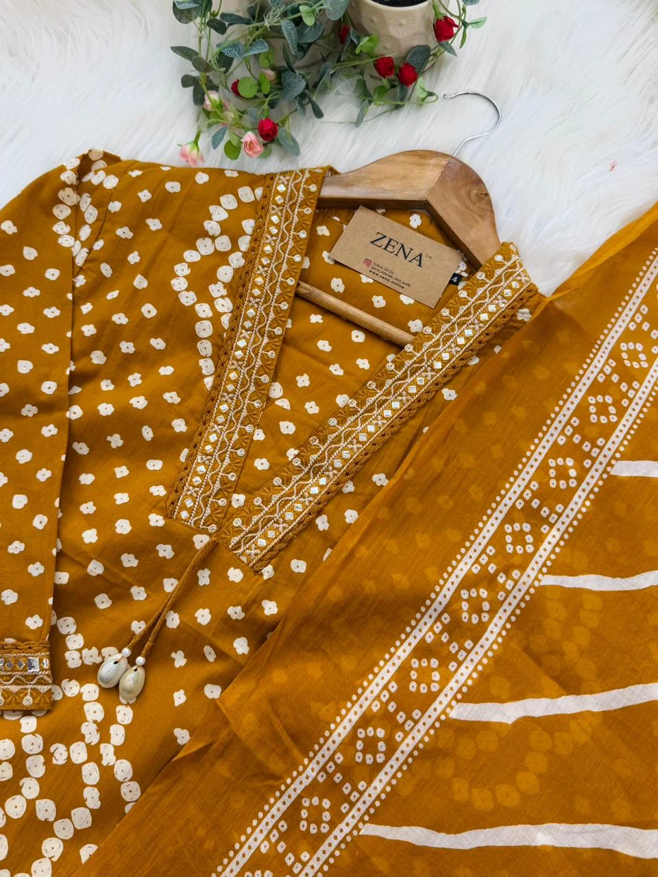 ✨ Pure Cotton Mirror Work Kurti Set with Handwork Details ✨ - Image 5