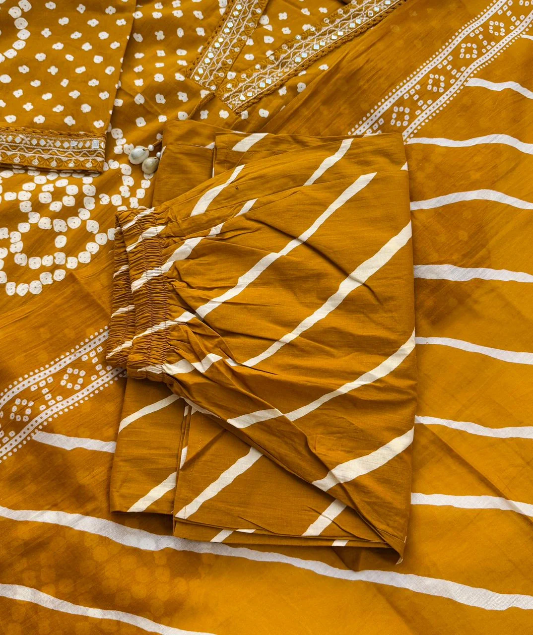 ✨ Pure Cotton Mirror Work Kurti Set with Handwork Details ✨ - Image 6