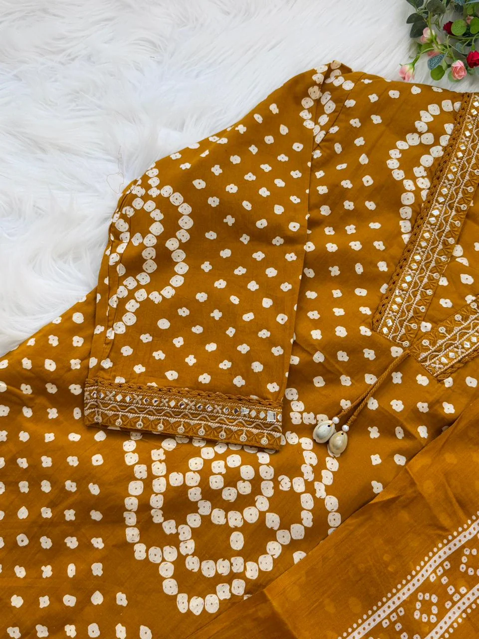 ✨ Pure Cotton Mirror Work Kurti Set with Handwork Details ✨ - Image 7