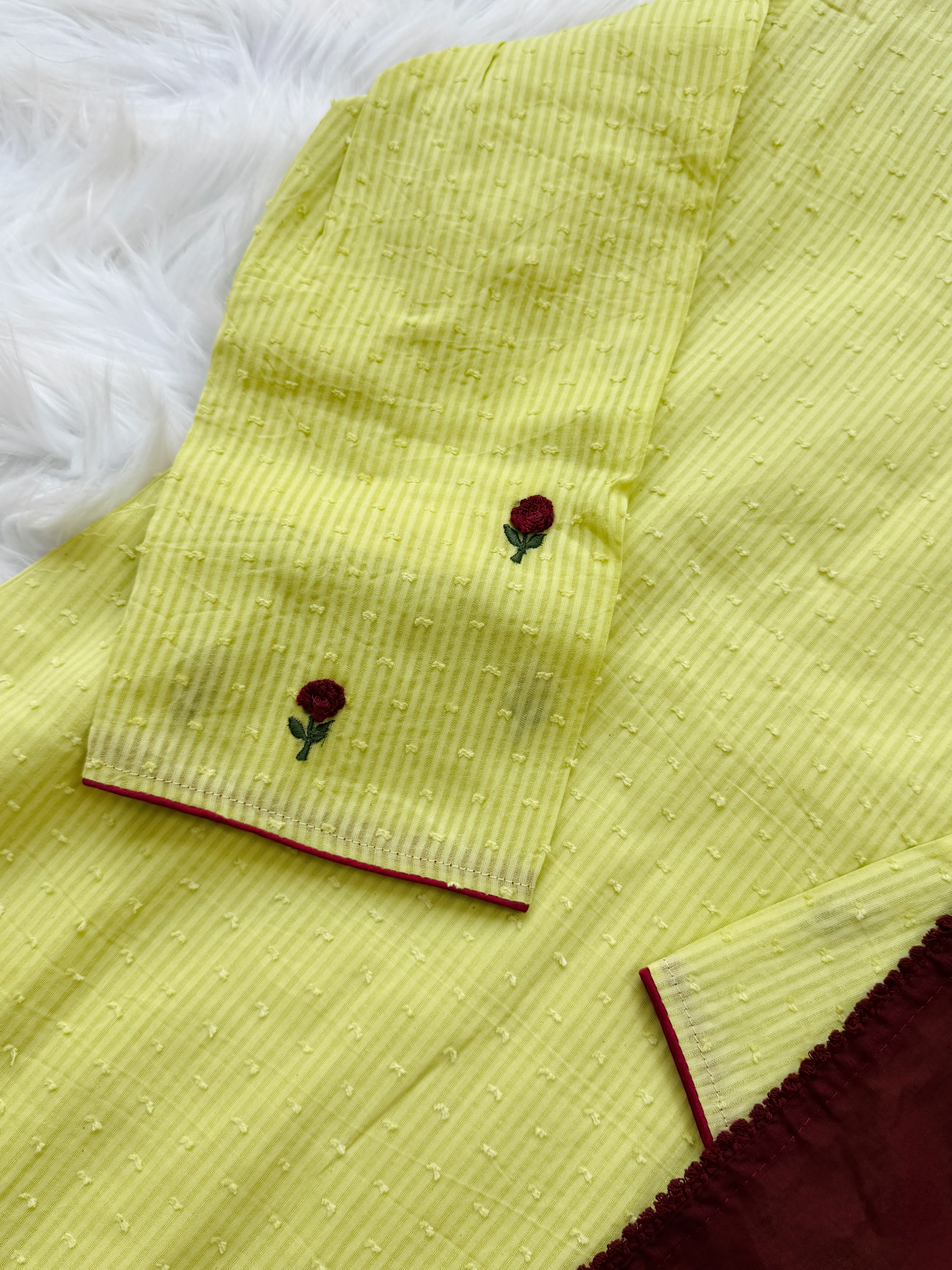 ✨ Pure Cotton Striped Hand-Embroidered French Knot Kurti Set ✨ - Image 7