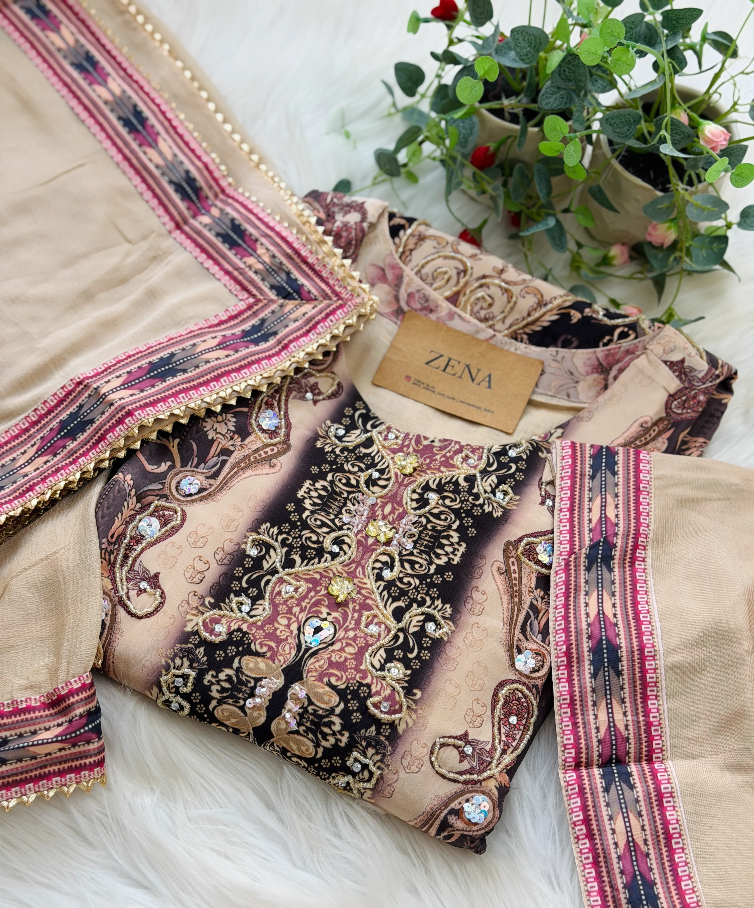 ✨ Pure Crepe Pakistani Hand Detailed Suit ✨