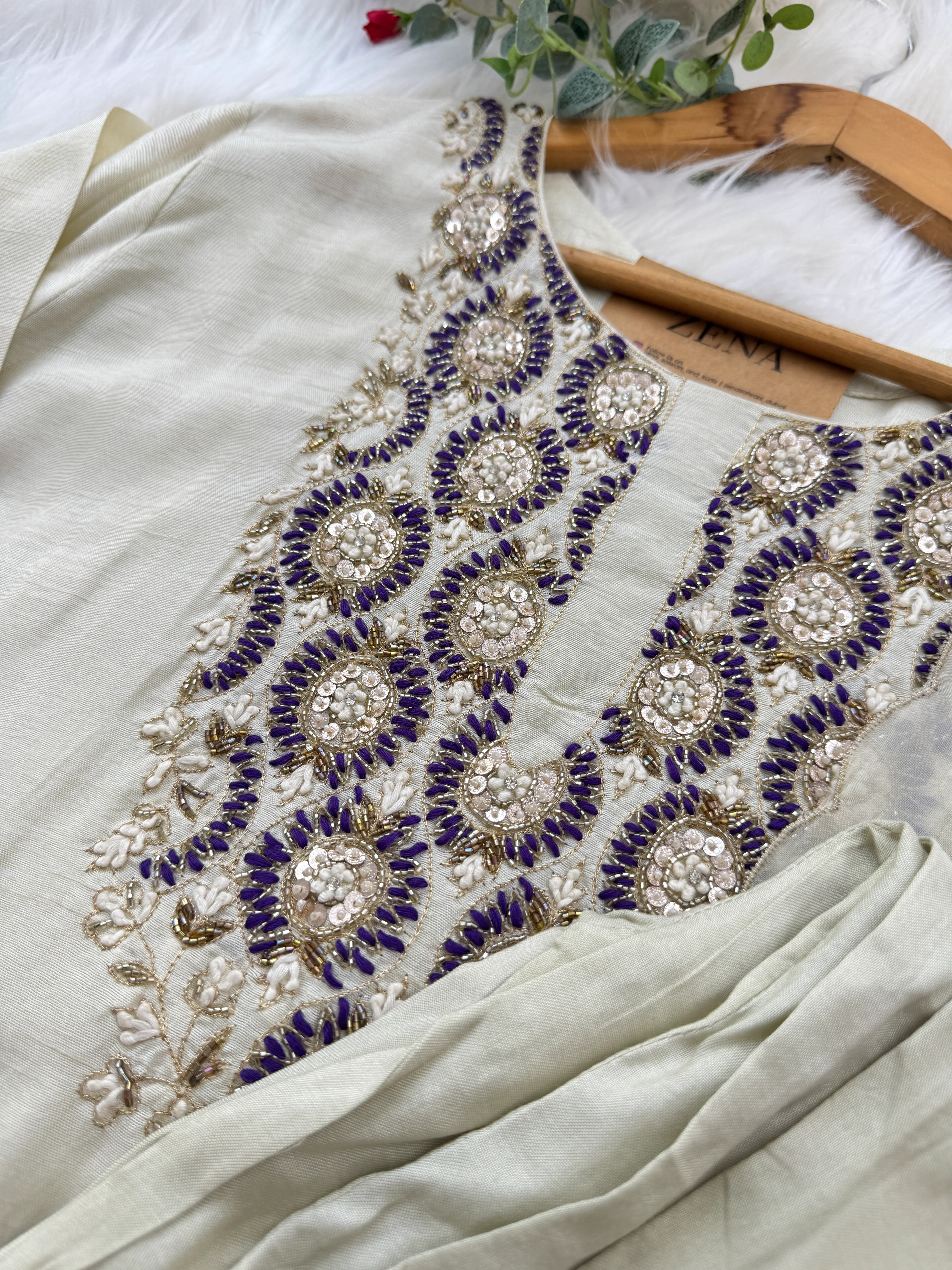 β¨ Pure Dola Silk Handwork Party Wear Kurti Set β¨ - Image 7
