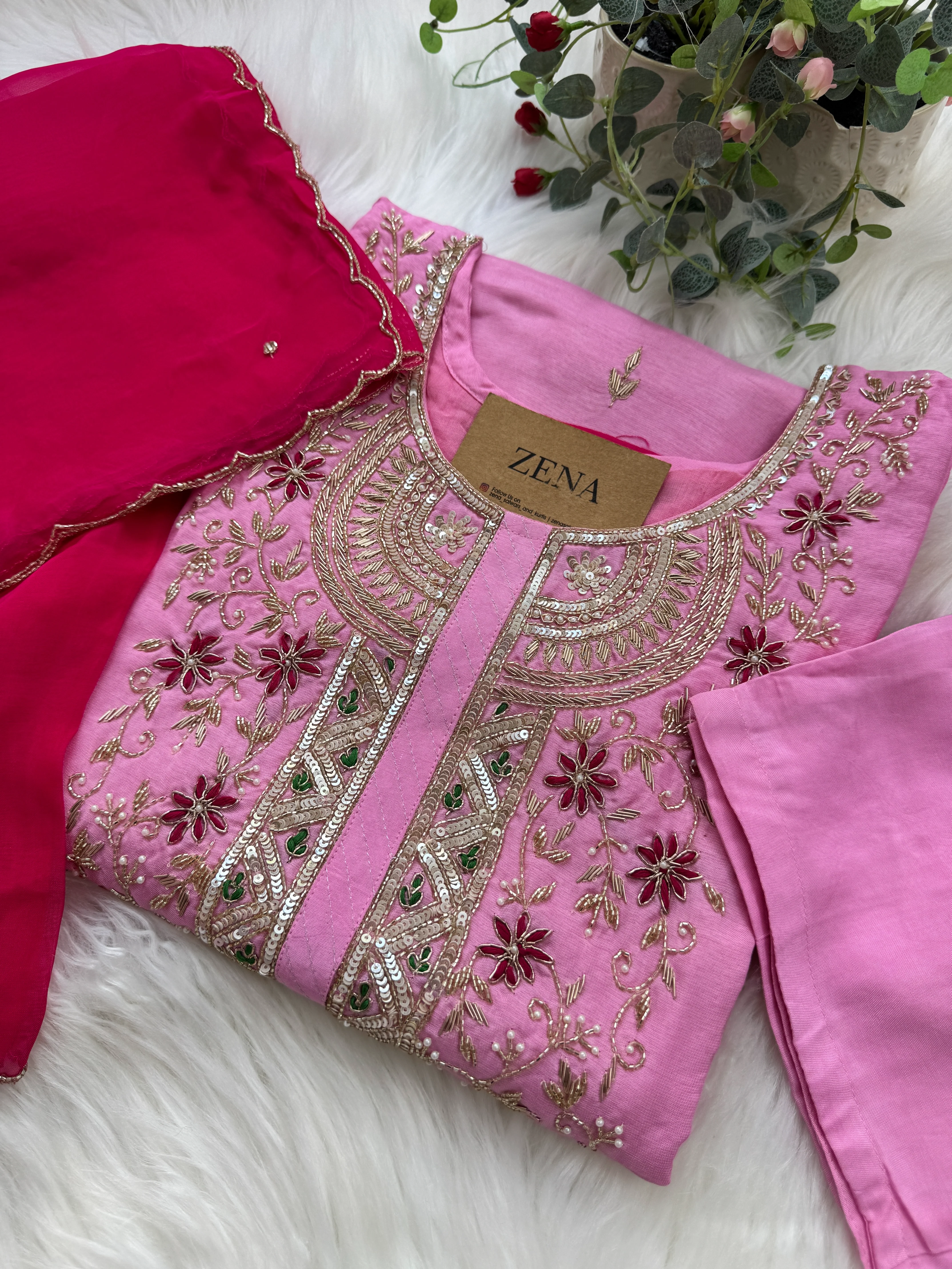 β¨ Pure Dola Silk Handwork Party Wear Suit with Organza Dupatta β¨