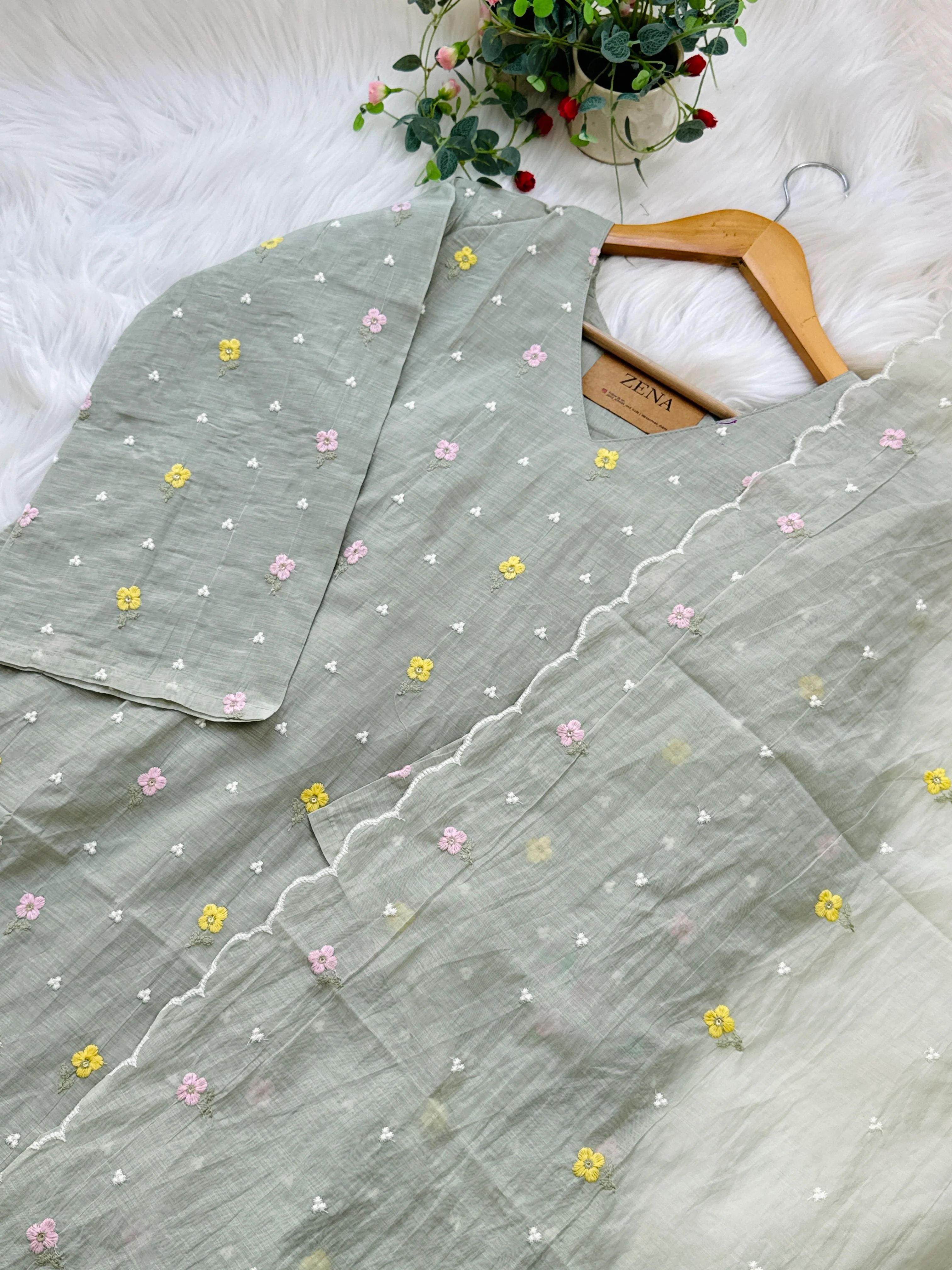 ✨ Pure Mul Chanderi Embroidered Kurti Set ✨ - Image 3