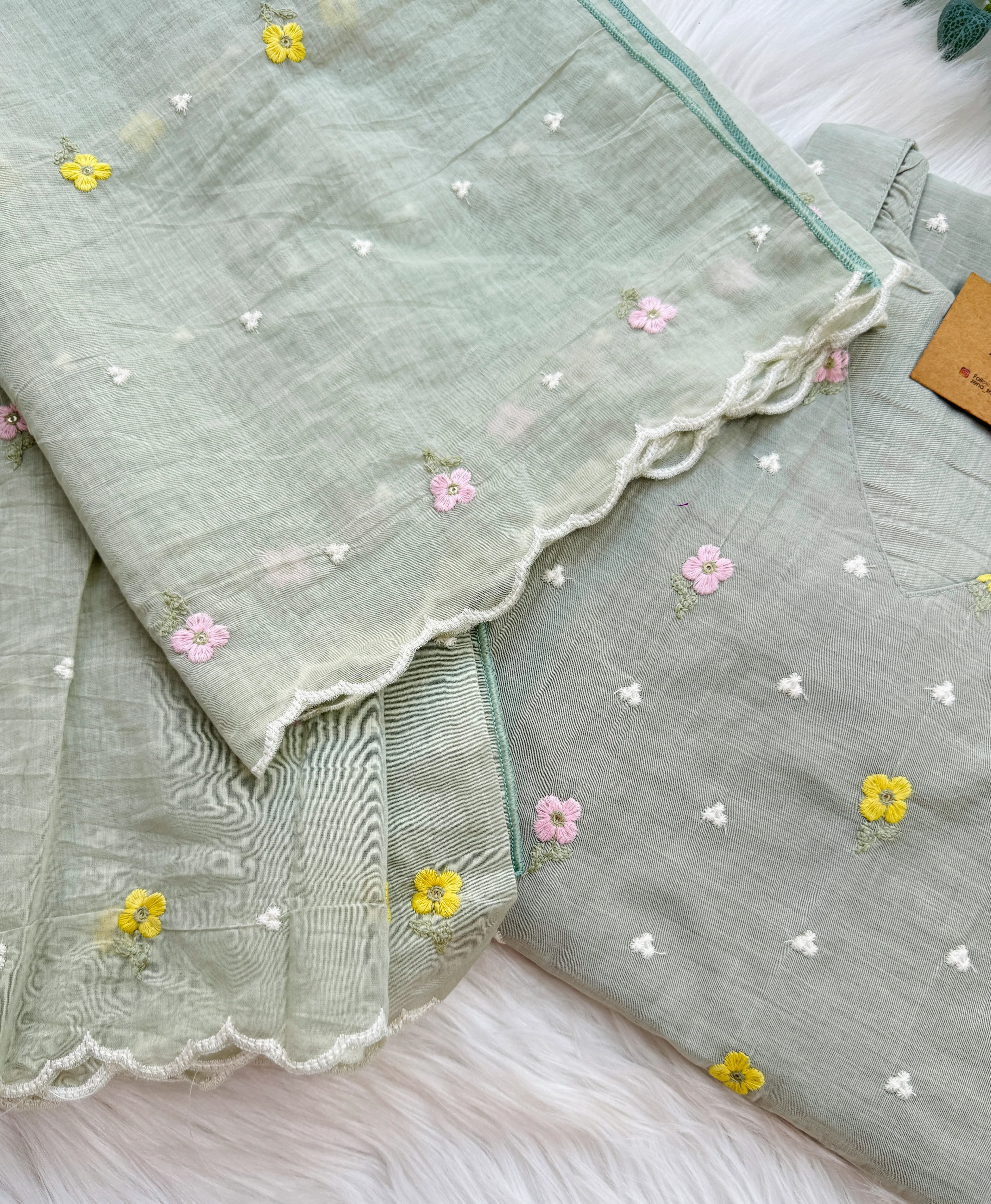 ✨ Pure Mul Chanderi Embroidered Kurti Set ✨ - Image 7