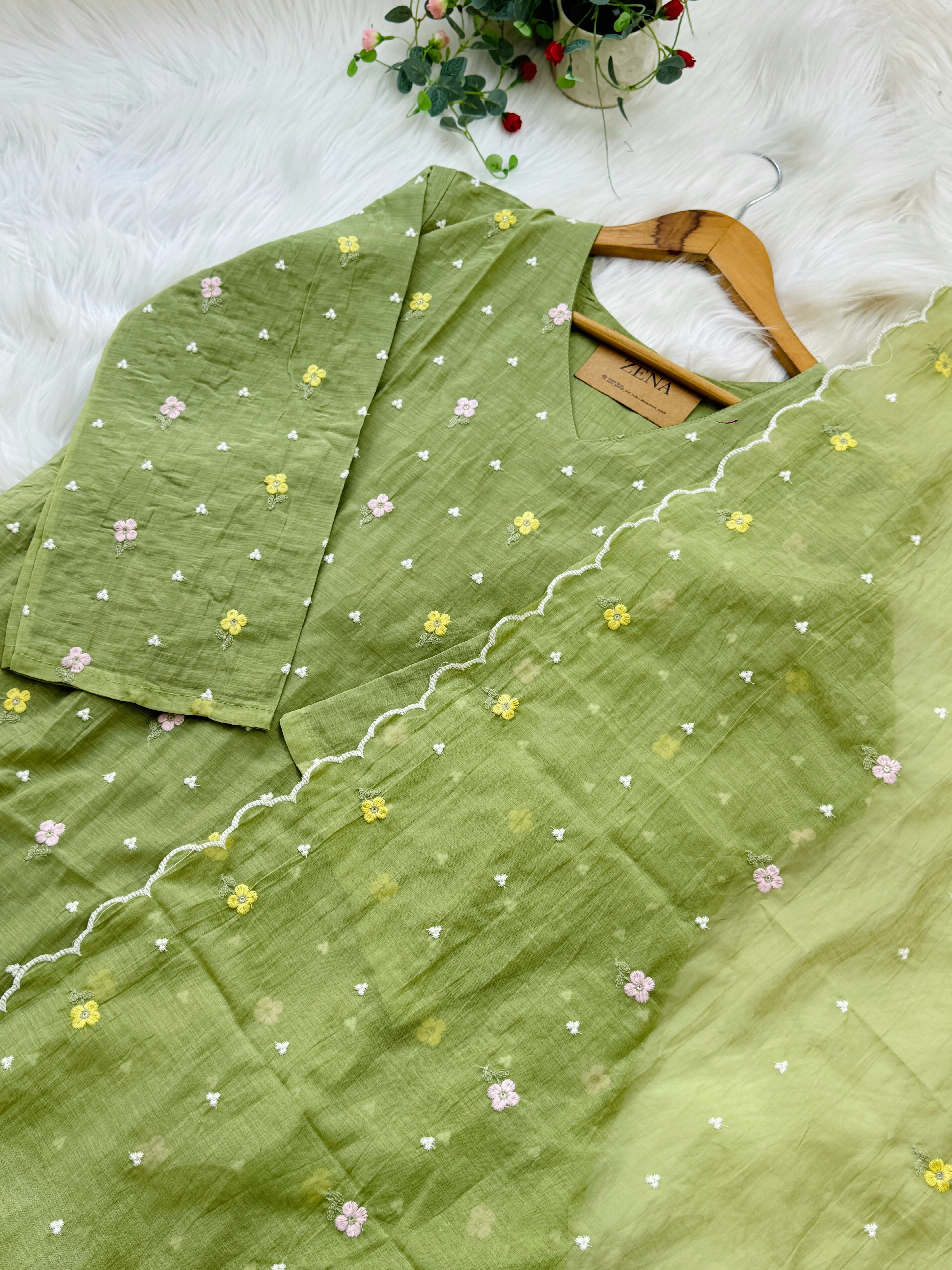✨ Pure Mul Chanderi Embroidered Kurti Set ✨ - Image 3