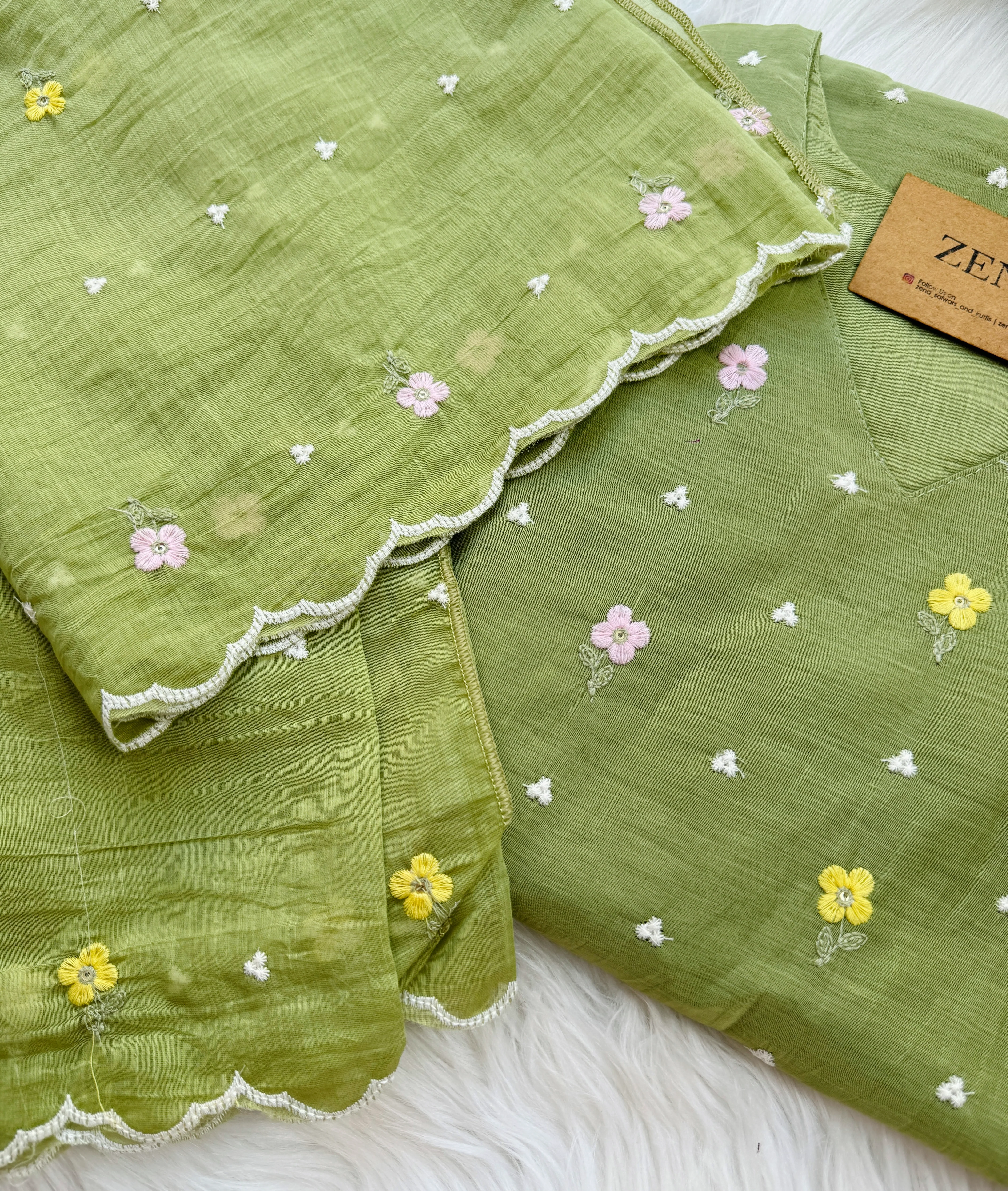 ✨ Pure Mul Chanderi Embroidered Kurti Set ✨ - Image 8