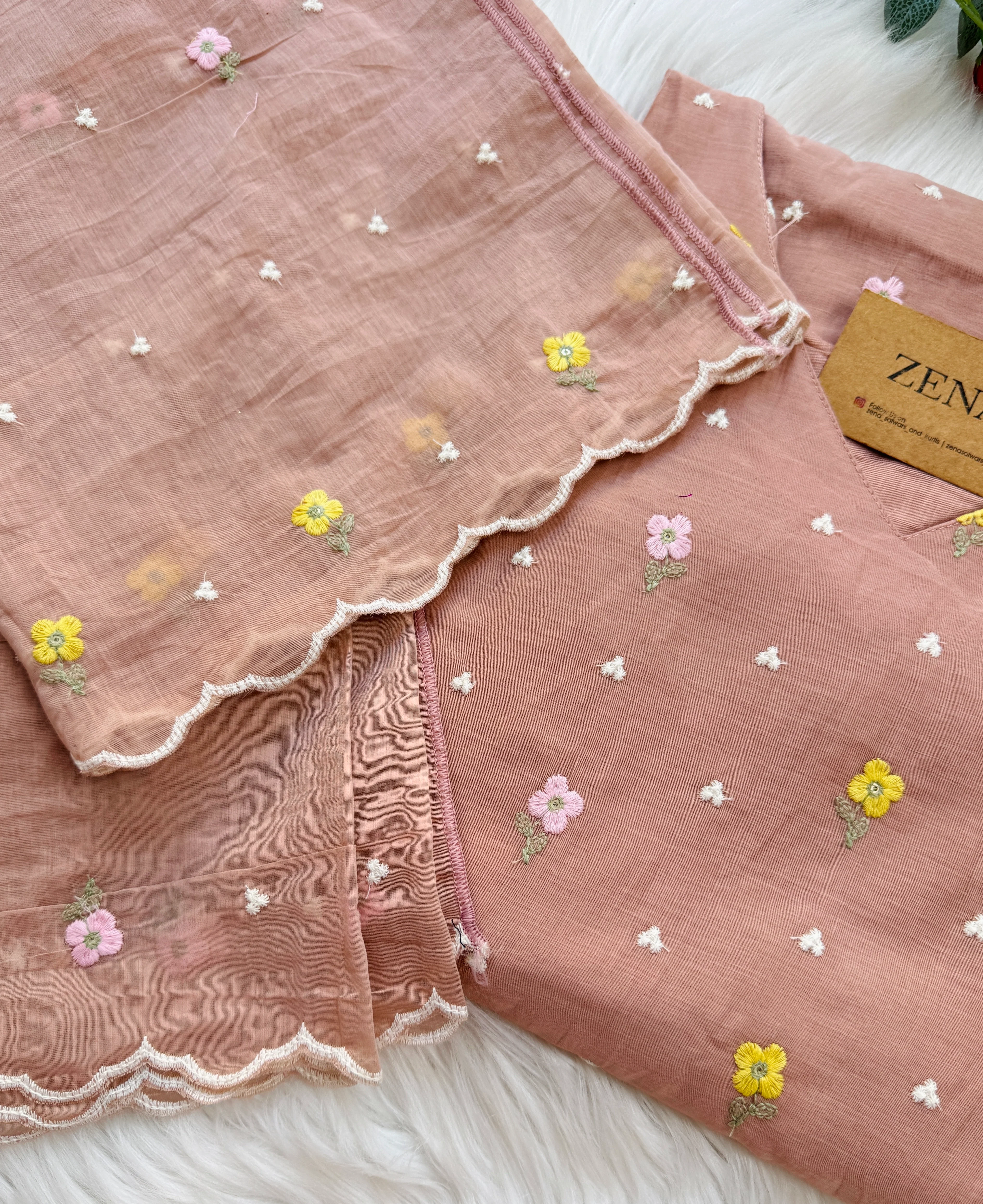 ✨ Pure Mul Chanderi Embroidered Kurti Set ✨ - Image 3