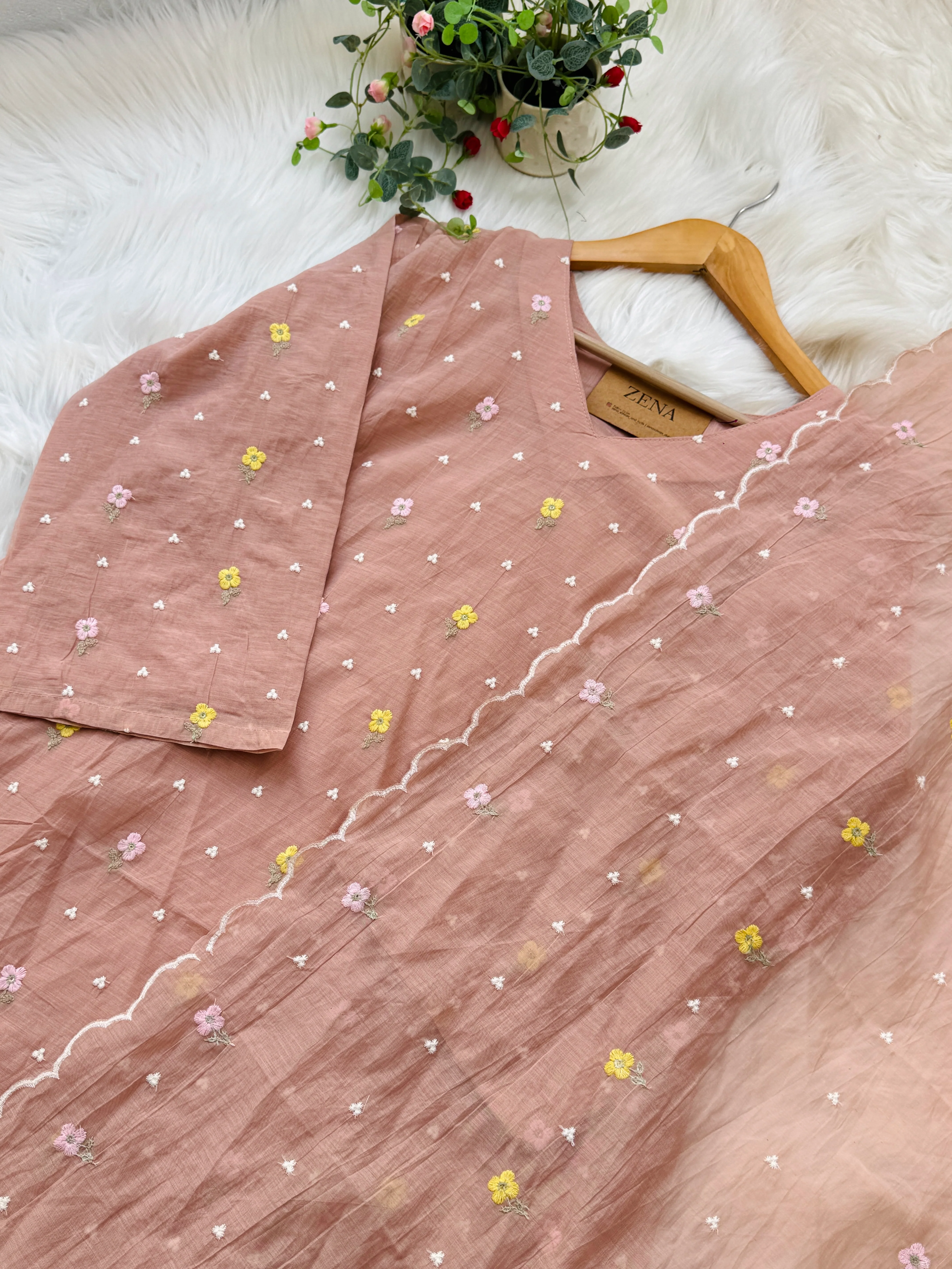 ✨ Pure Mul Chanderi Embroidered Kurti Set ✨ - Image 4
