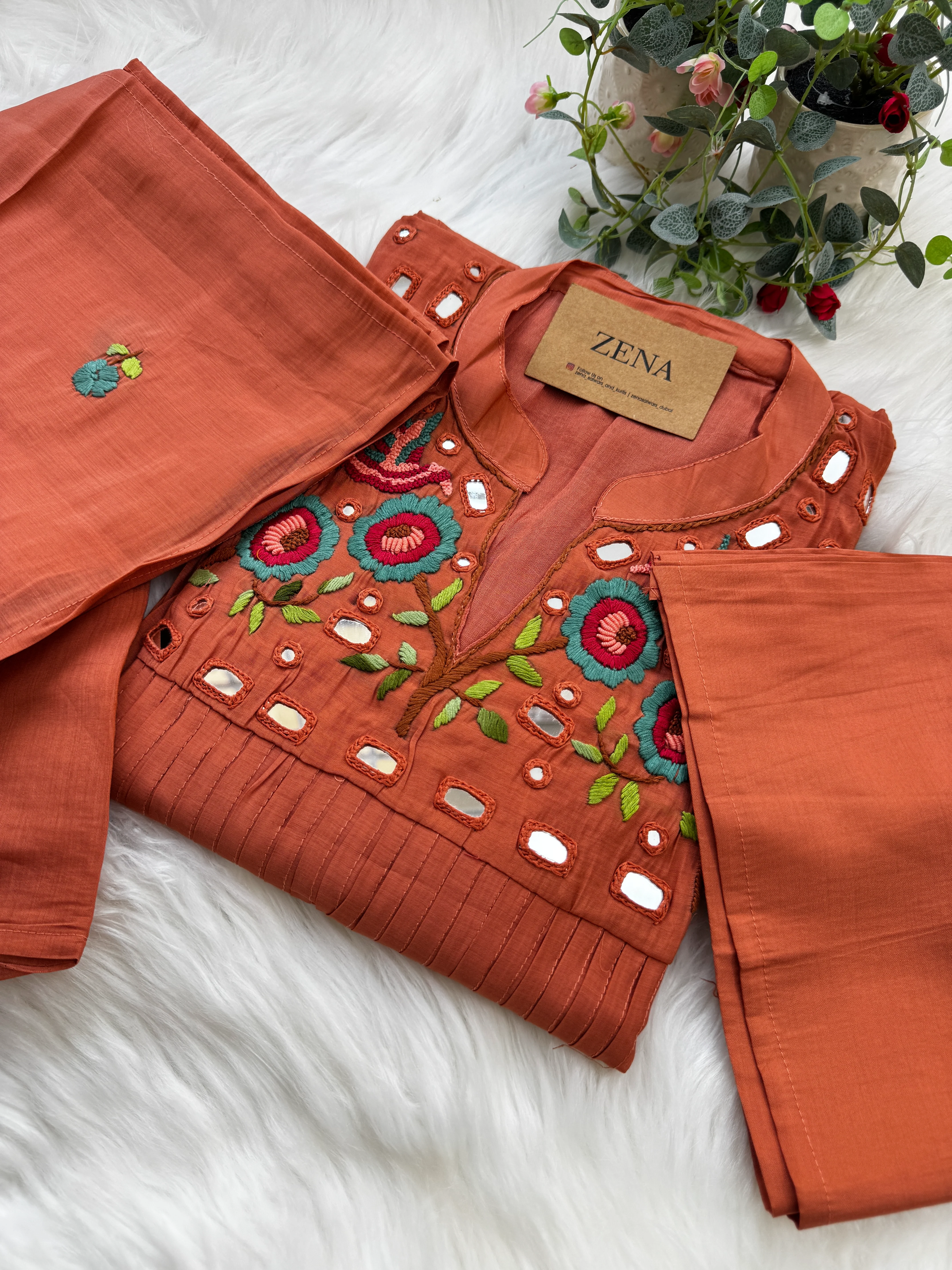 β¨ Pure Mul Chanderi Handwork Embroidered Mirror Work Anarkali Set β¨