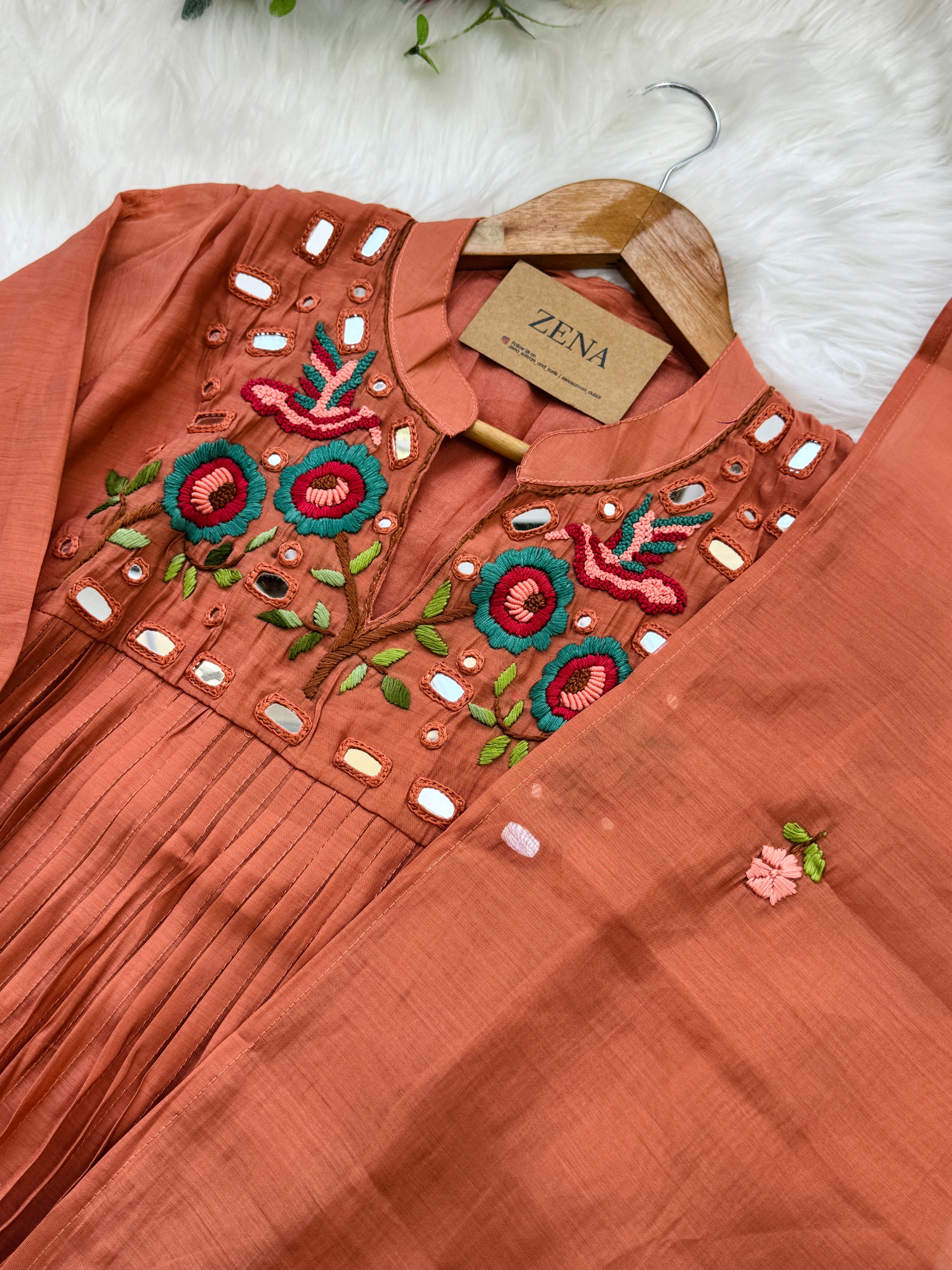 β¨ Pure Mul Chanderi Handwork Embroidered Mirror Work Anarkali Set β¨ - Image 6