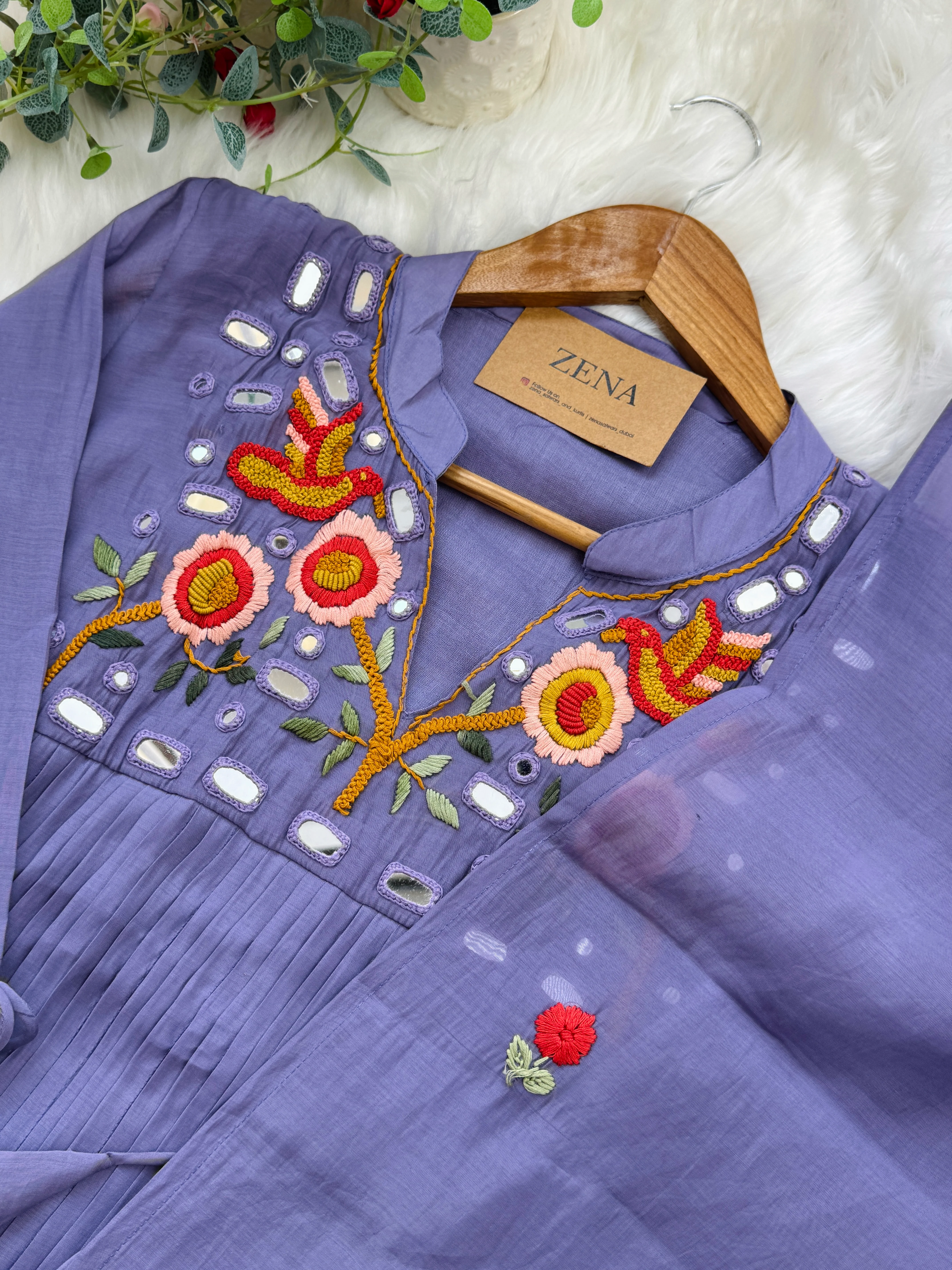 β¨ Pure Mul Chanderi Handwork Embroidered Mirror Work Anarkali Set β¨ - Image 3