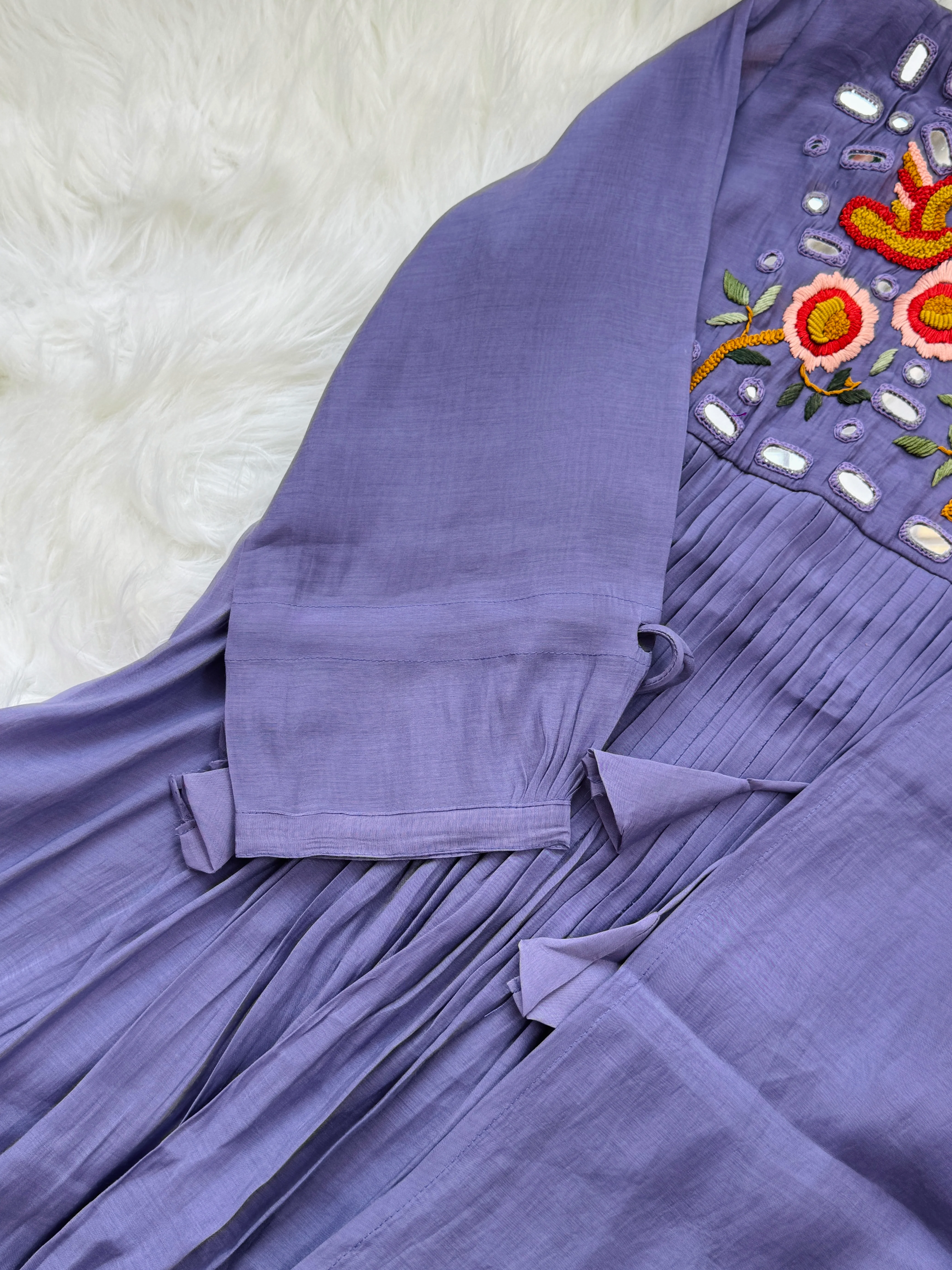 β¨ Pure Mul Chanderi Handwork Embroidered Mirror Work Anarkali Set β¨ - Image 4