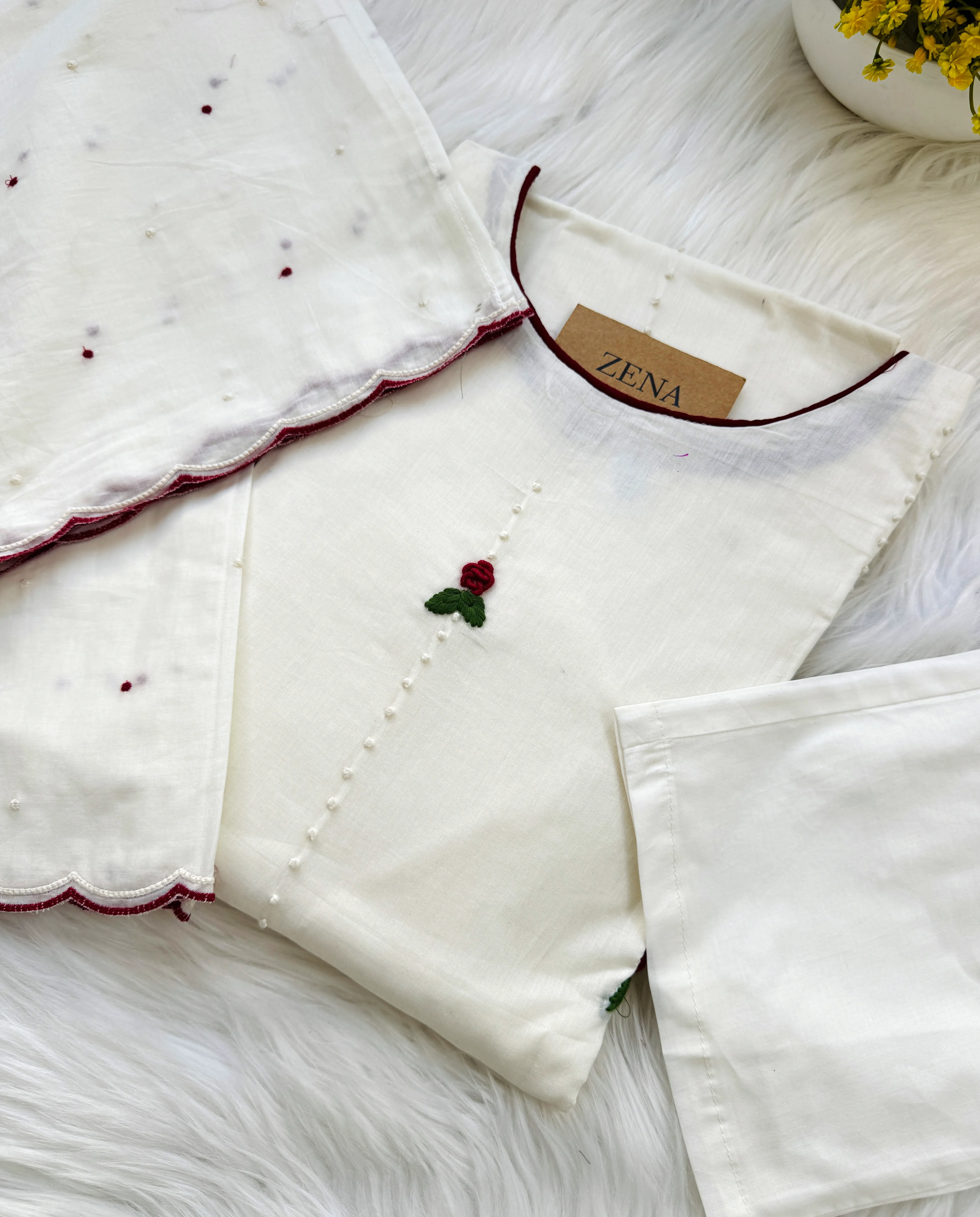 ✨ Pure Cotton French Knot Anarkali Set ✨