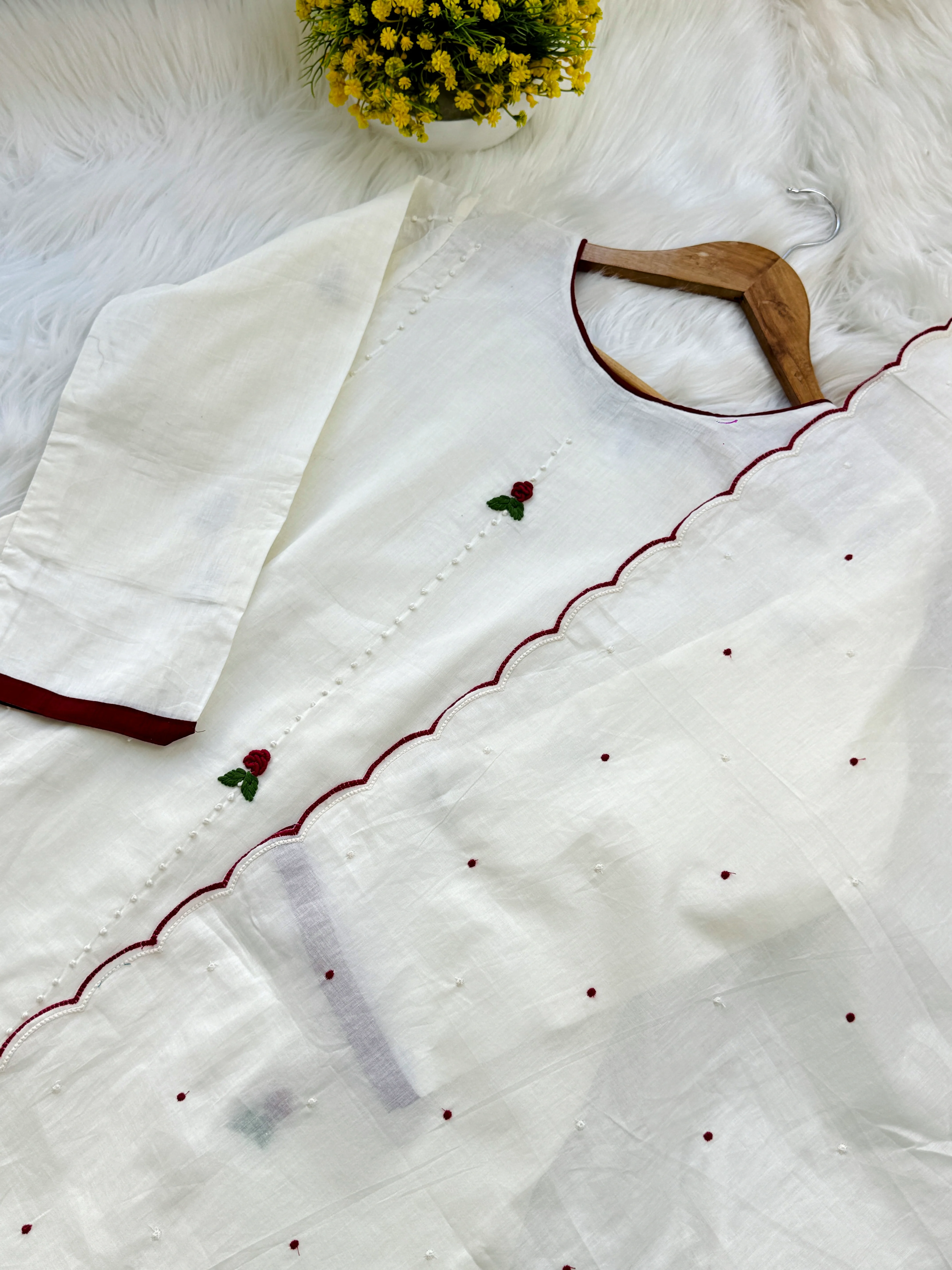 ✨ Pure Cotton French Knot Anarkali Set ✨ - Image 4