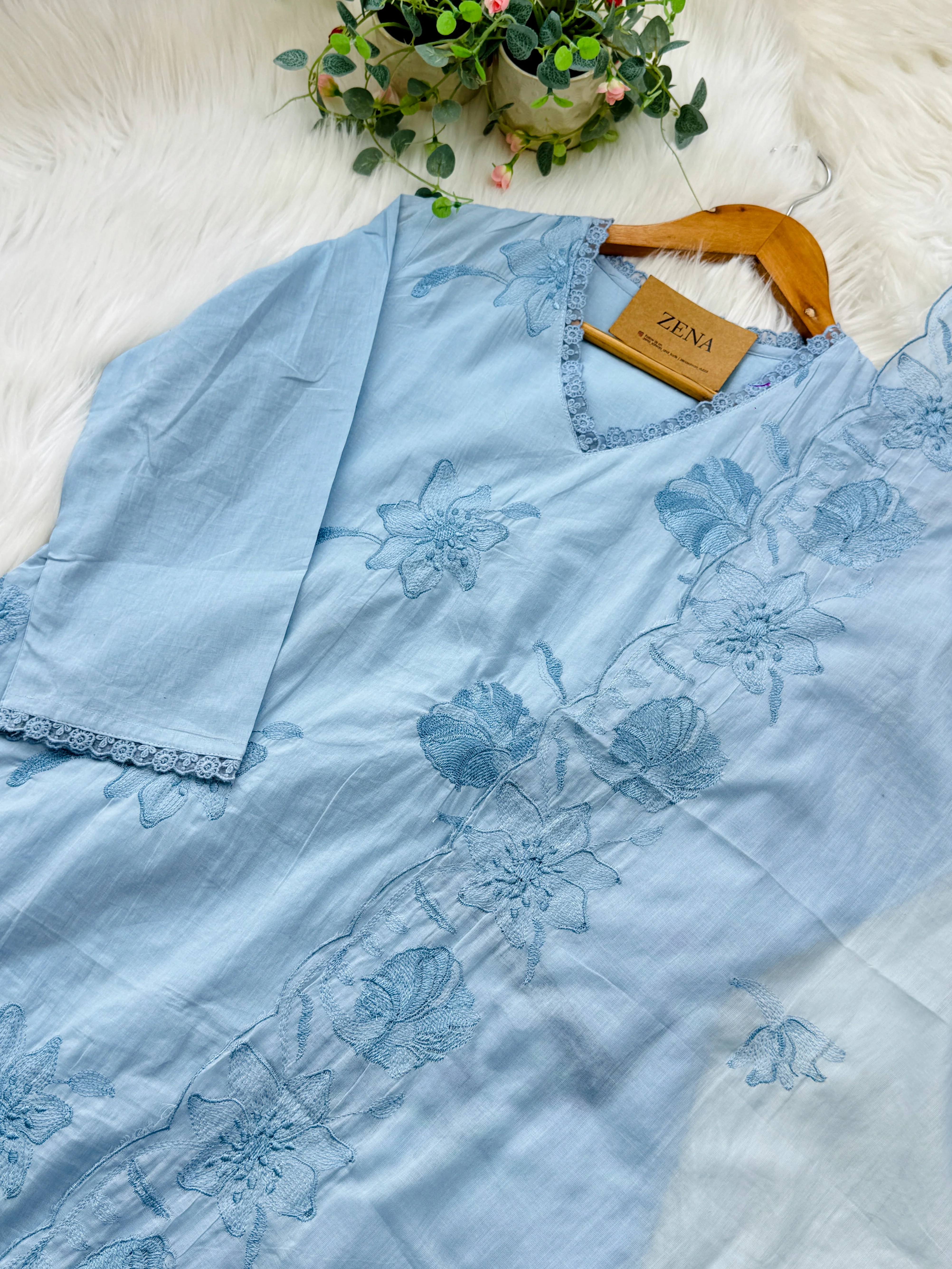 ✨ Pure Mul Cotton Embroidered Kurti Set ✨ - Image 5