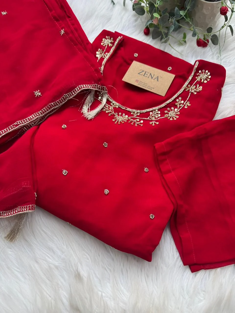 ✨ Pure Organza Handwork Kurti Set ✨