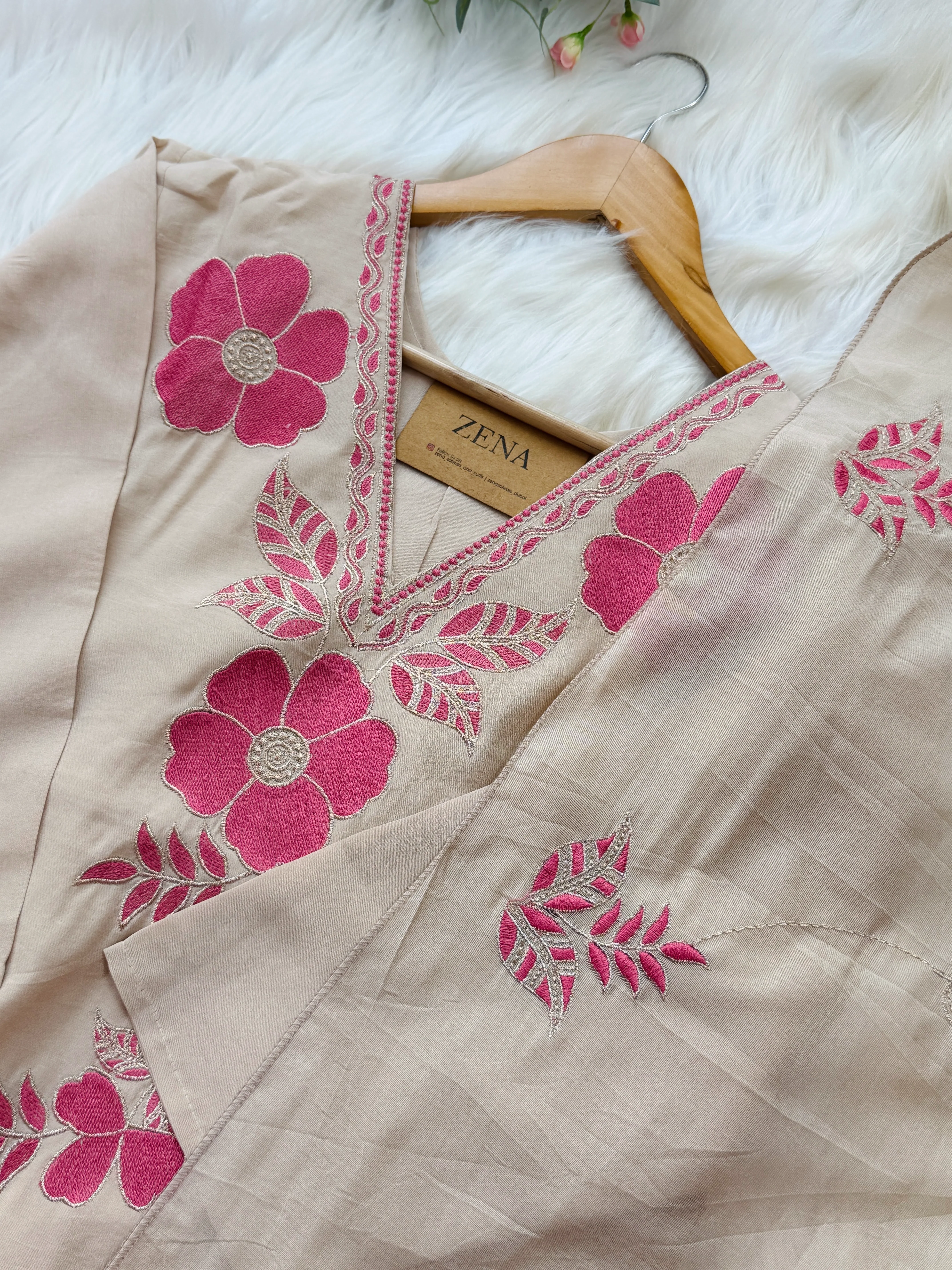 ✨ Roman Silk Appliqué Work A-Line Kurti Set ✨ - Image 5