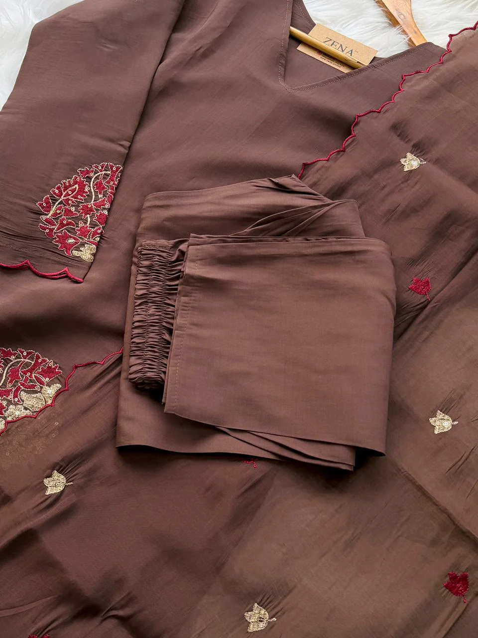 ✨ Roman Silk Embroidered Partywear Kurti Set ✨ - Image 3