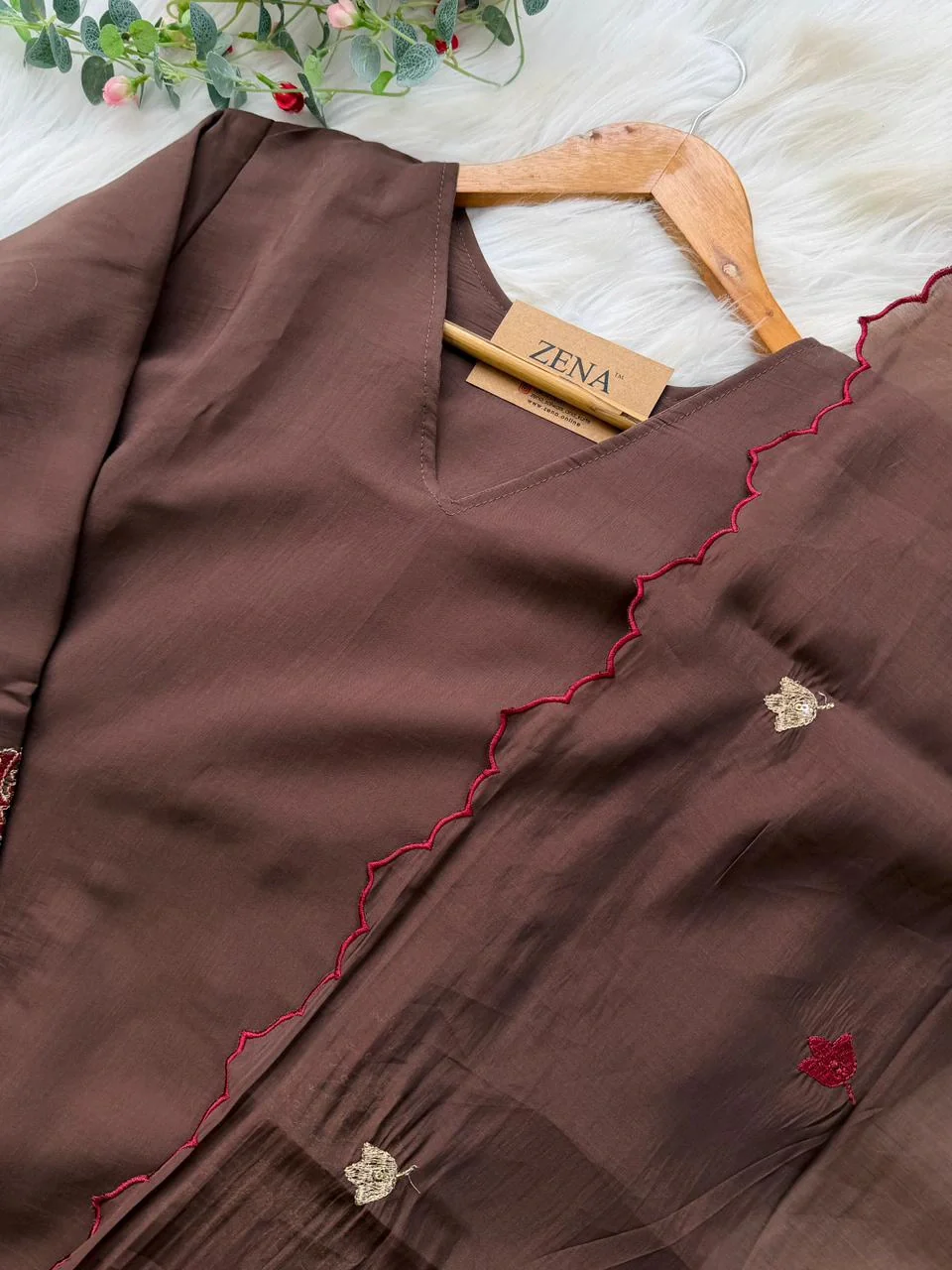 ✨ Roman Silk Embroidered Partywear Kurti Set ✨ - Image 4