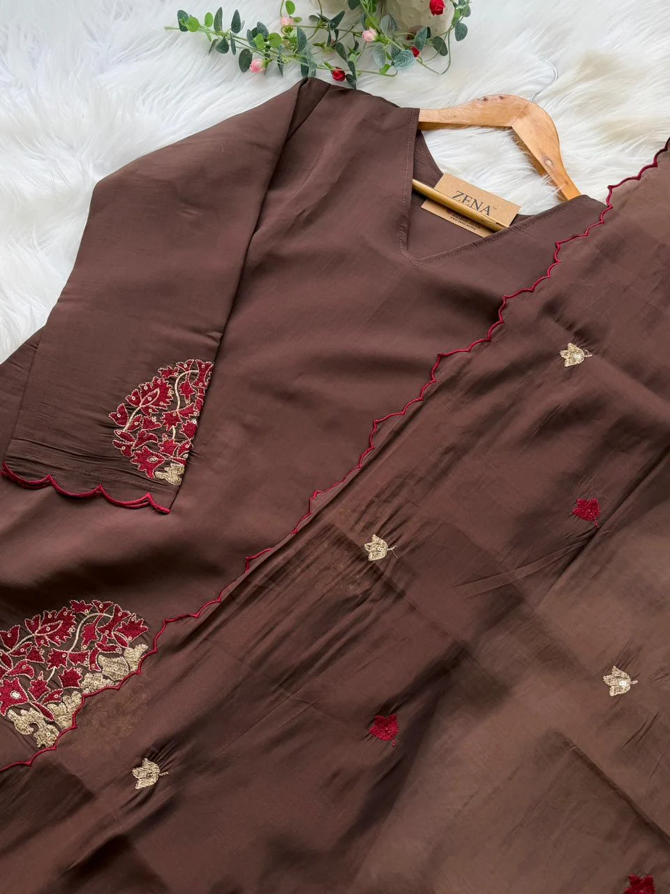 ✨ Roman Silk Embroidered Partywear Kurti Set ✨ - Image 6