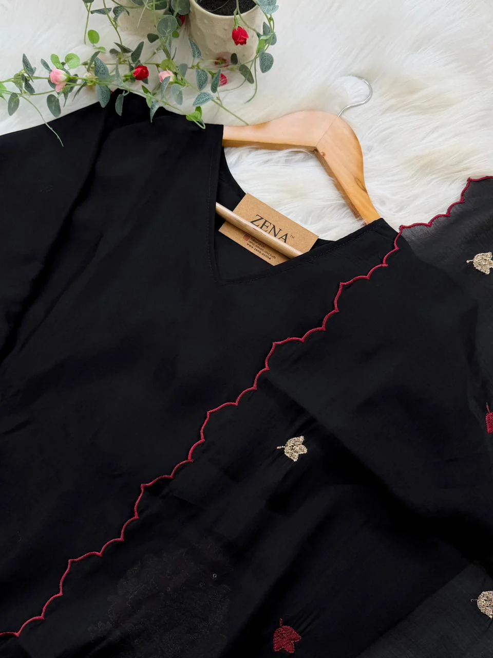 ✨ Roman Silk Embroidered Partywear Kurti Set ✨ - Image 4