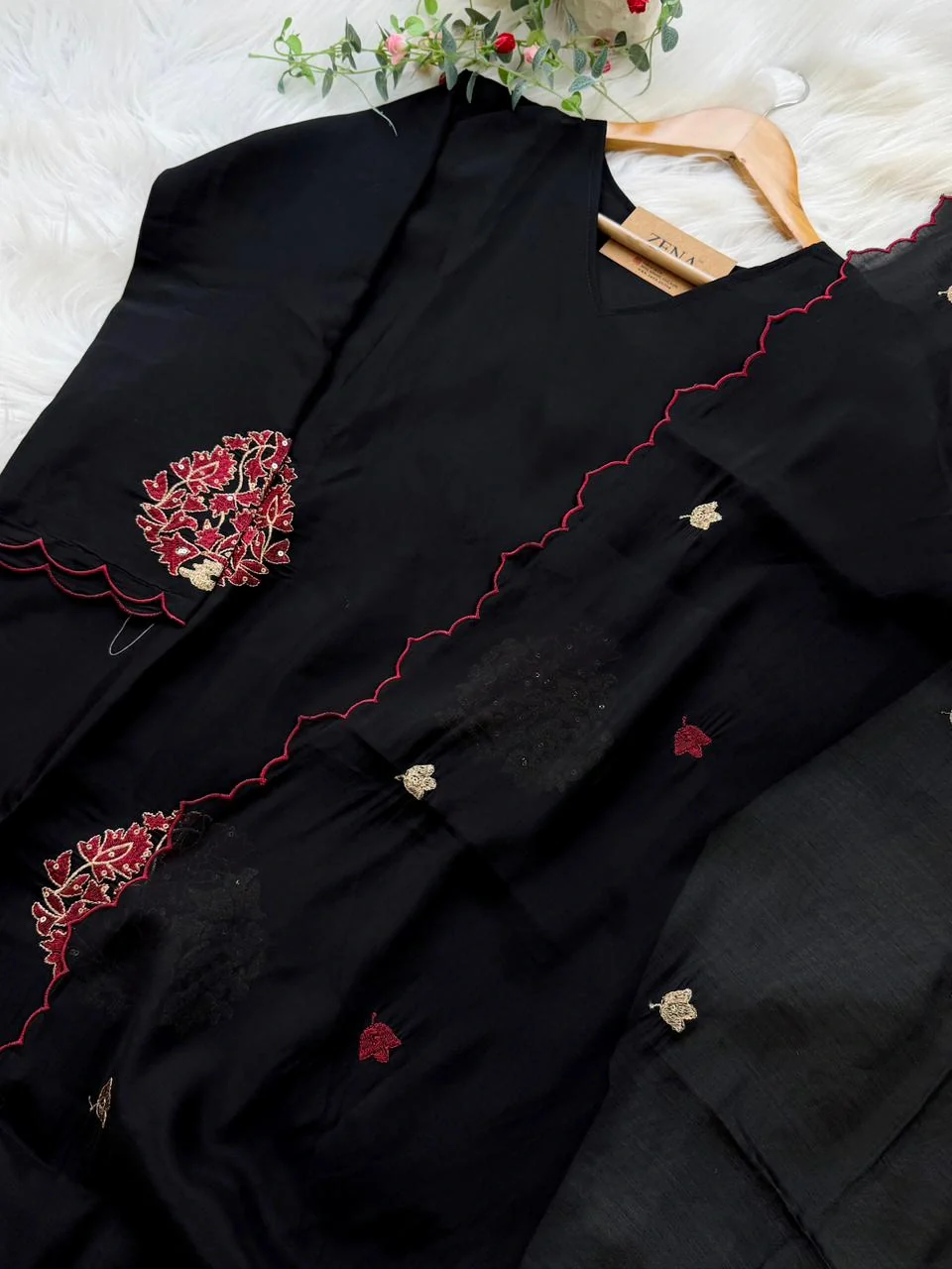 ✨ Roman Silk Embroidered Partywear Kurti Set ✨ - Image 5