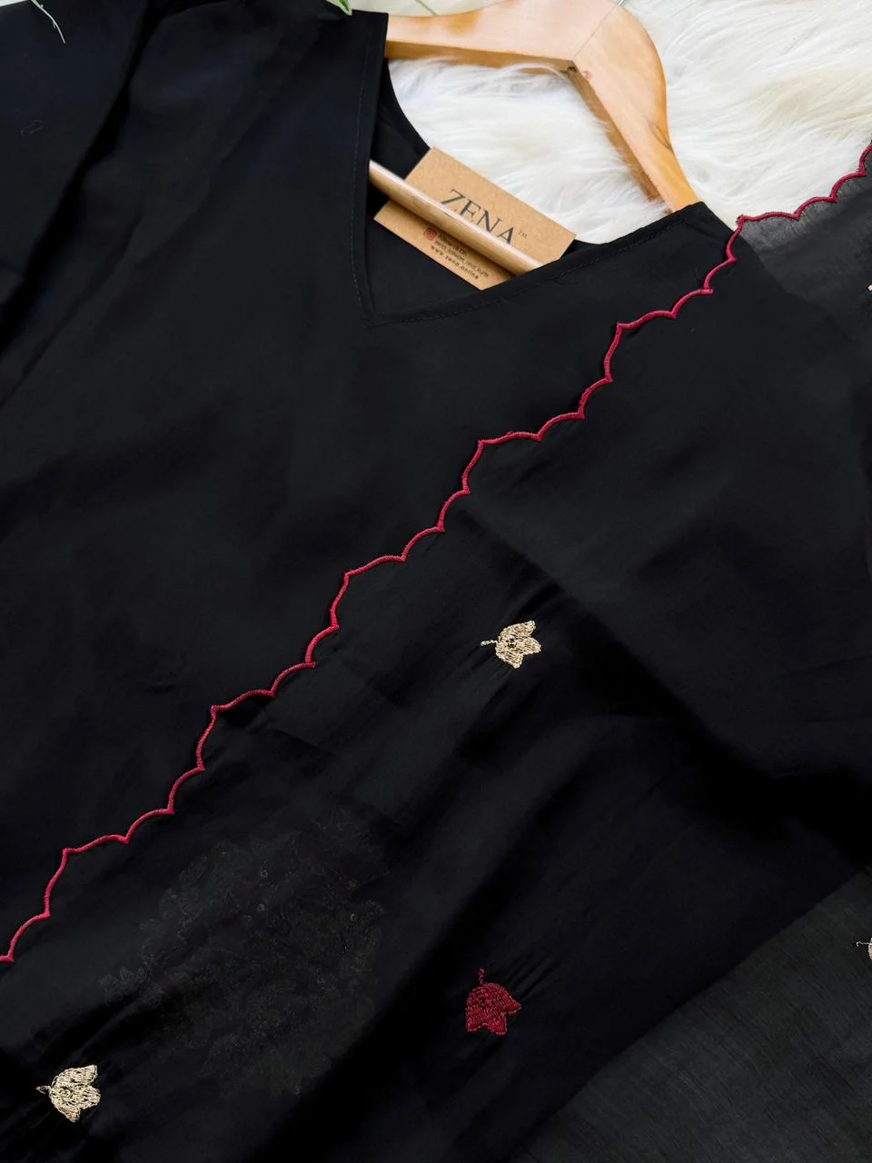 ✨ Roman Silk Embroidered Partywear Kurti Set ✨ - Image 6