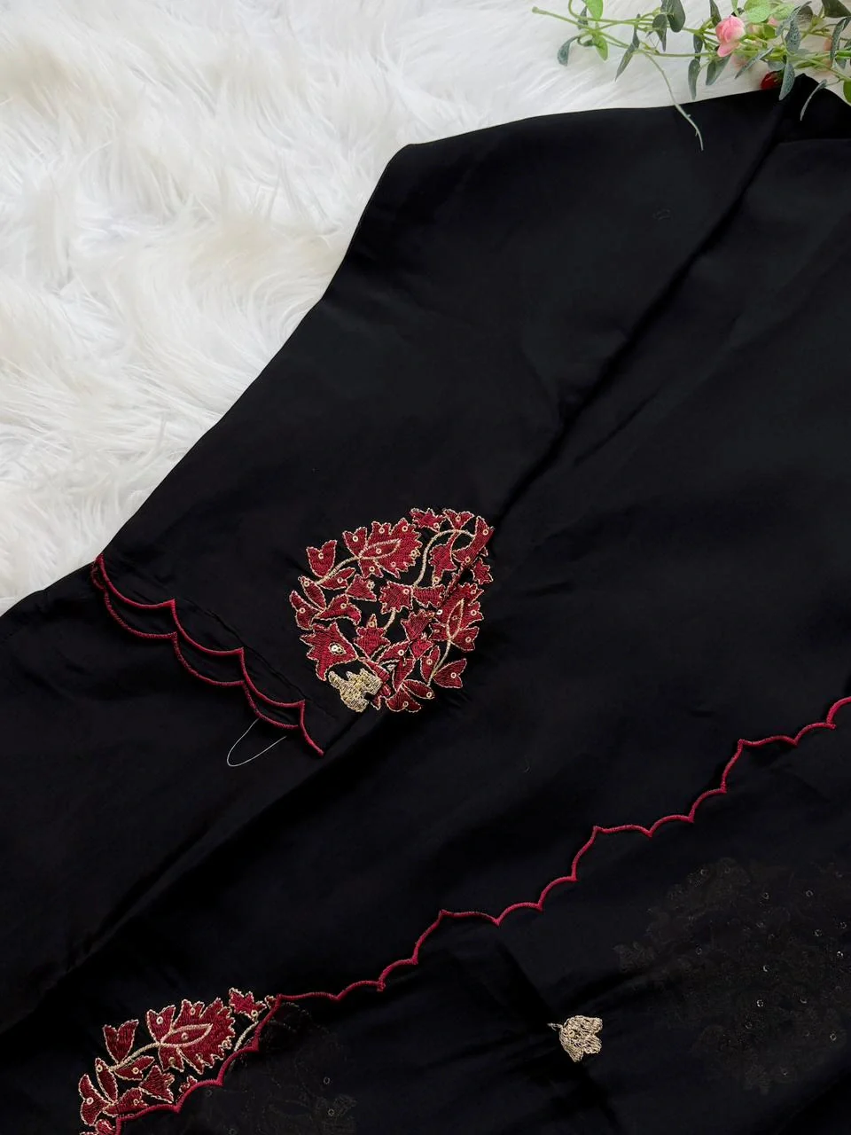 ✨ Roman Silk Embroidered Partywear Kurti Set ✨ - Image 7