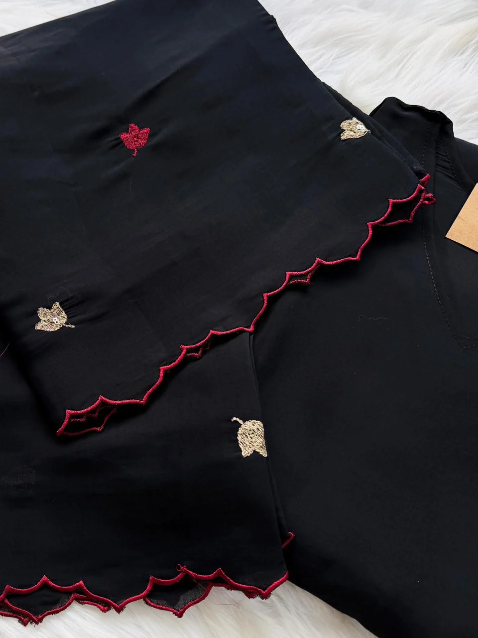 ✨ Roman Silk Embroidered Partywear Kurti Set ✨ - Image 8