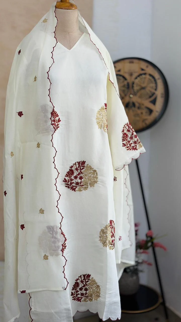 ✨ Roman Silk Embroidered Partywear Kurti Set ✨ - Image 2