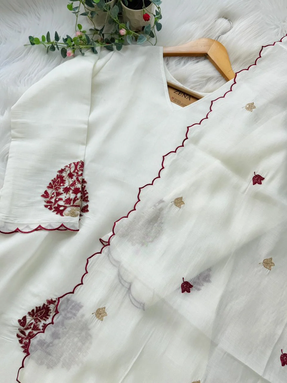 ✨ Roman Silk Embroidered Partywear Kurti Set ✨ - Image 3