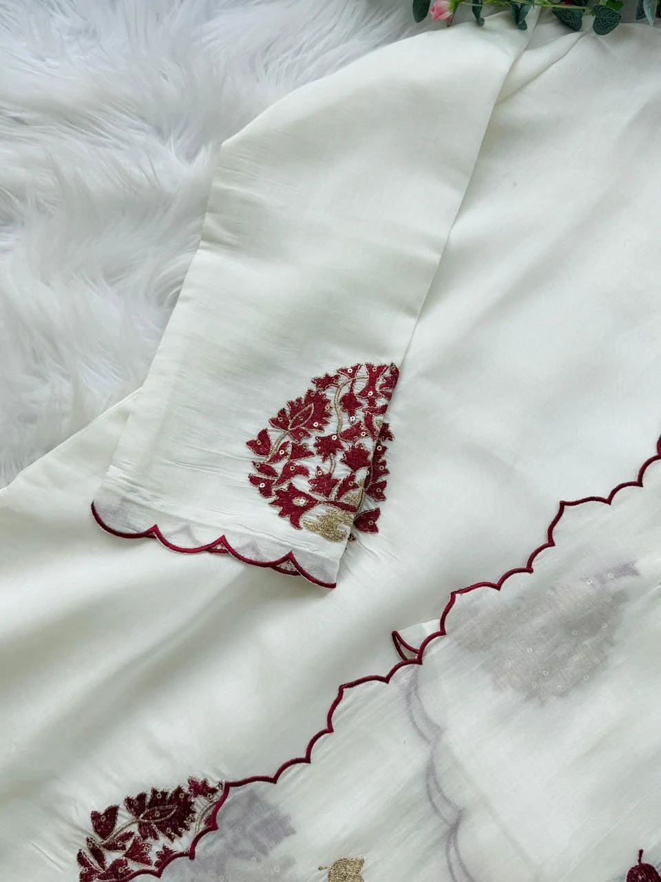 ✨ Roman Silk Embroidered Partywear Kurti Set ✨ - Image 8