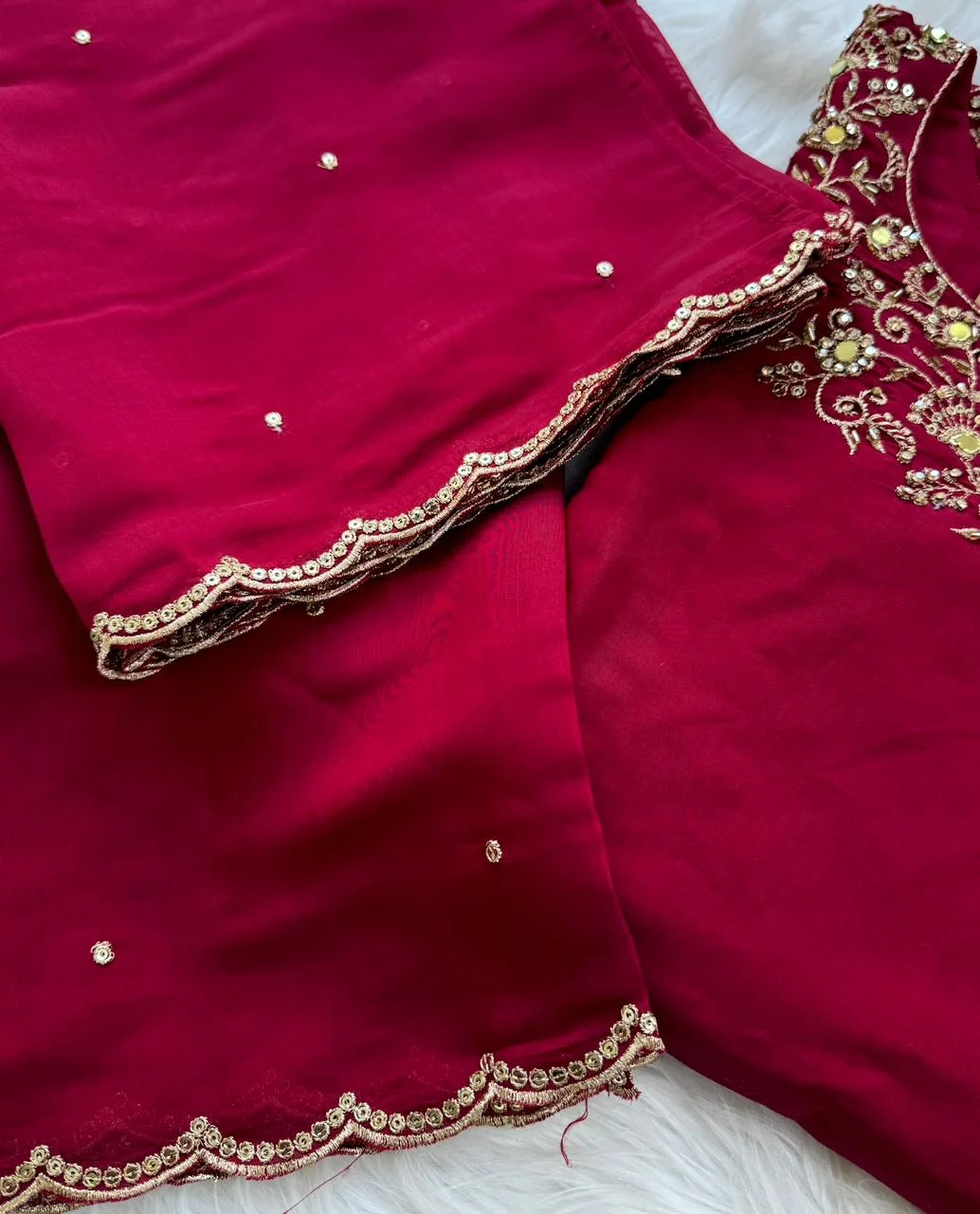 ✨ Glass Chanderi Embroidered Party Wear Kurti Set ✨ - Image 3