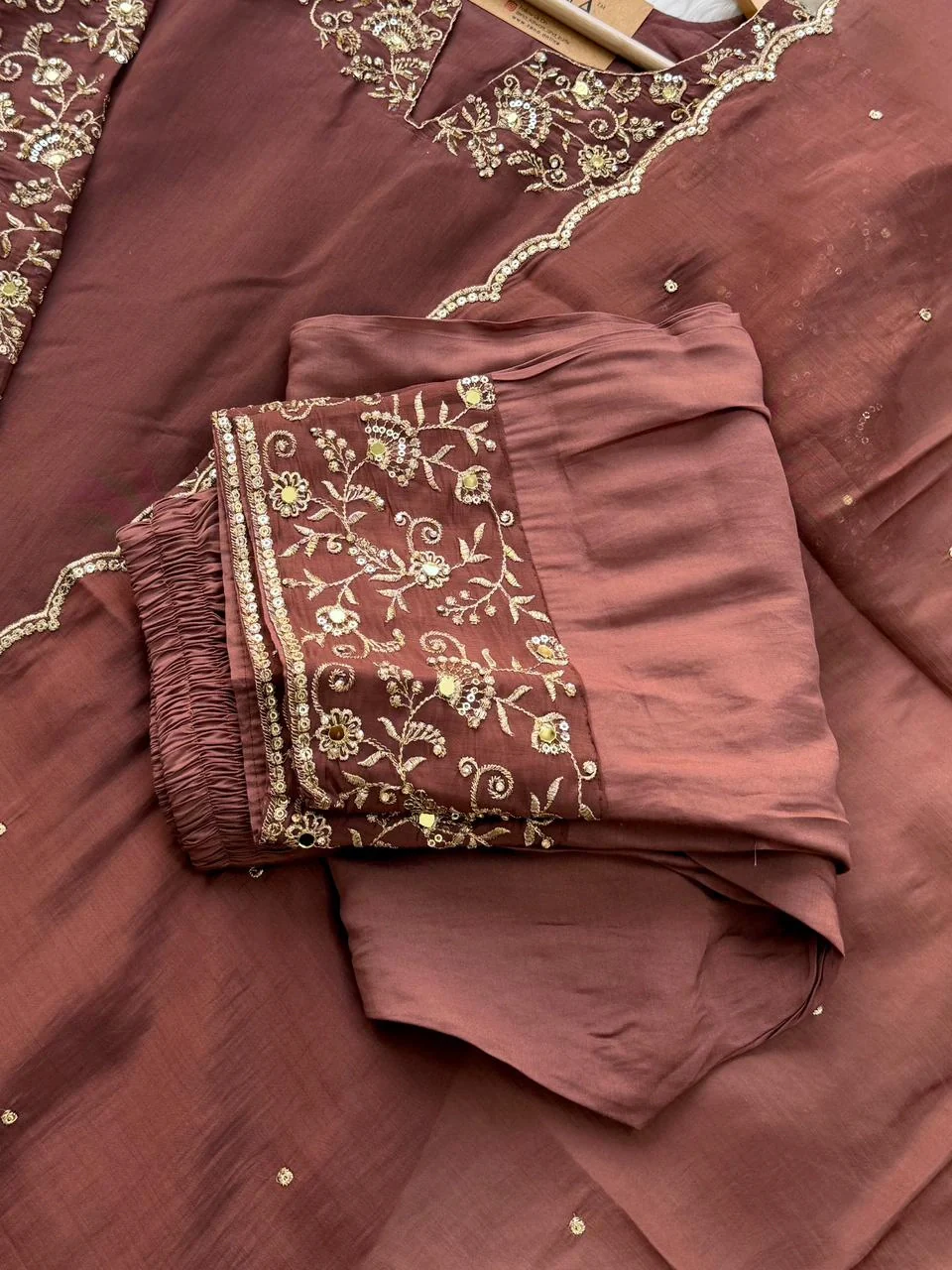 ✨ Glass Chanderi Embroidered Party Wear Kurti Set ✨ - Image 6