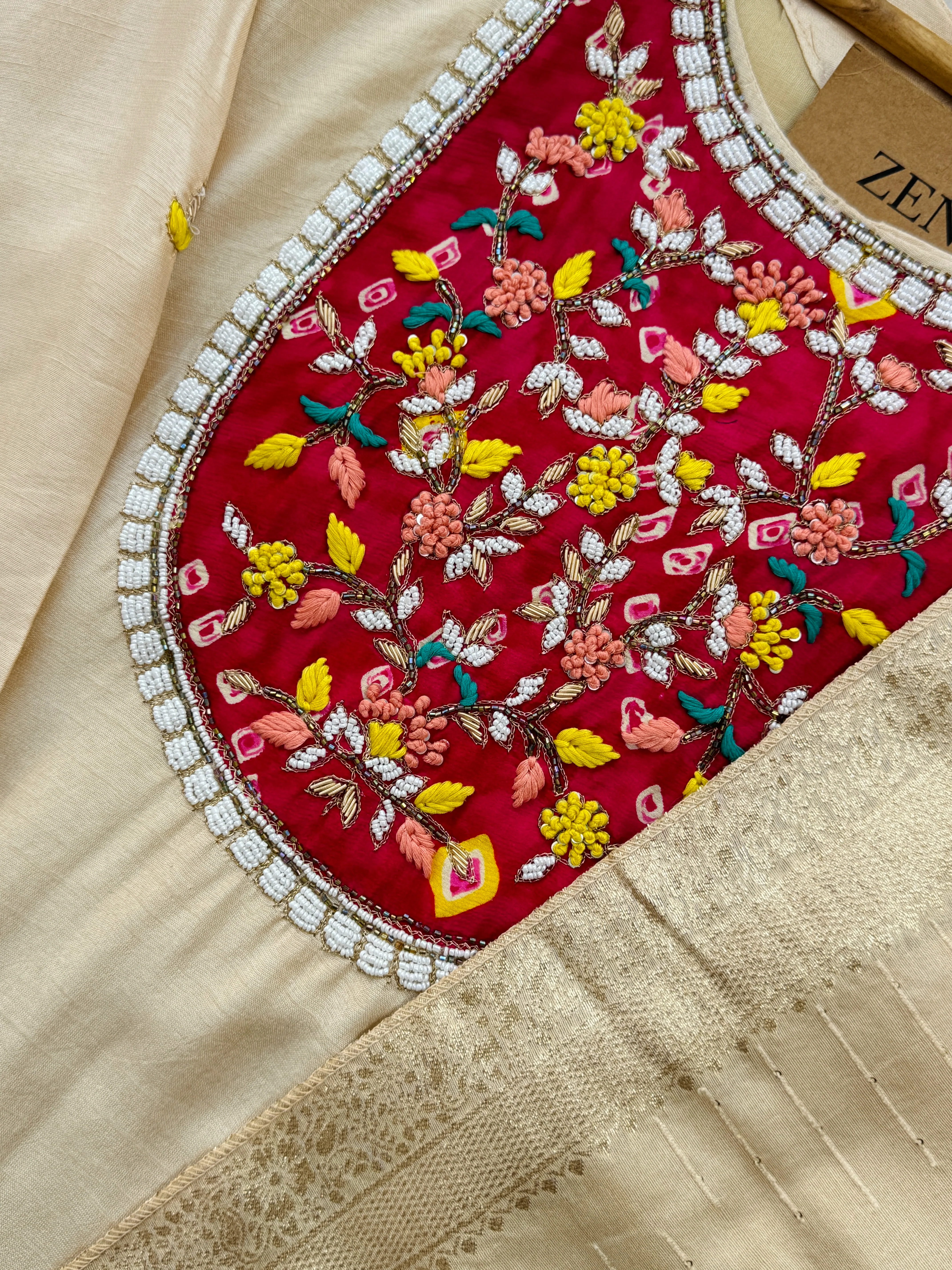 β¨ Tissue Silk Hand Detailed Kurti Set β¨ - Image 5